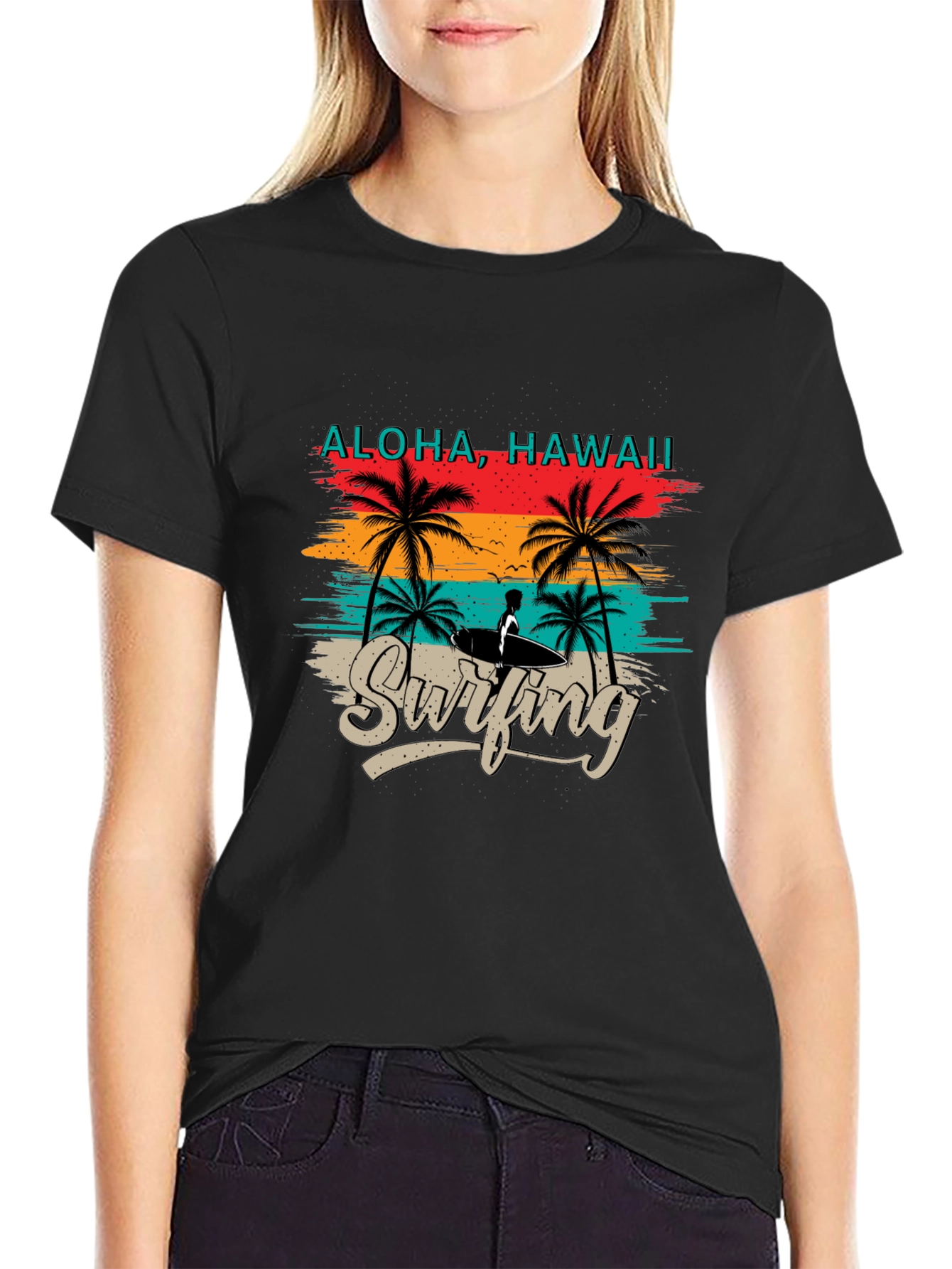 Aloha Hawaii Surfing Graphic Tee