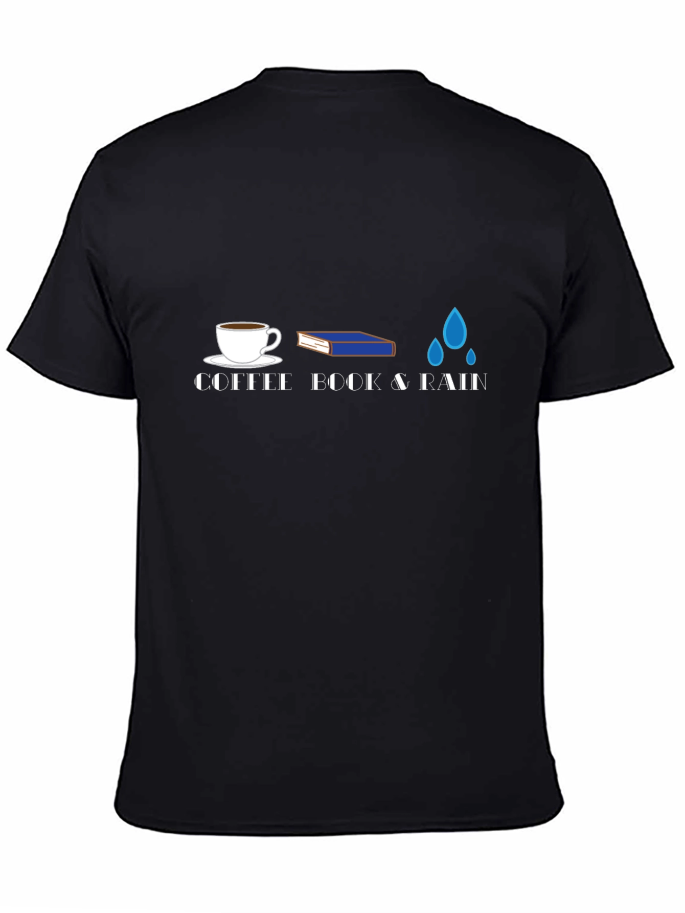 Coffee Book & Rain Graphic T-Shirt