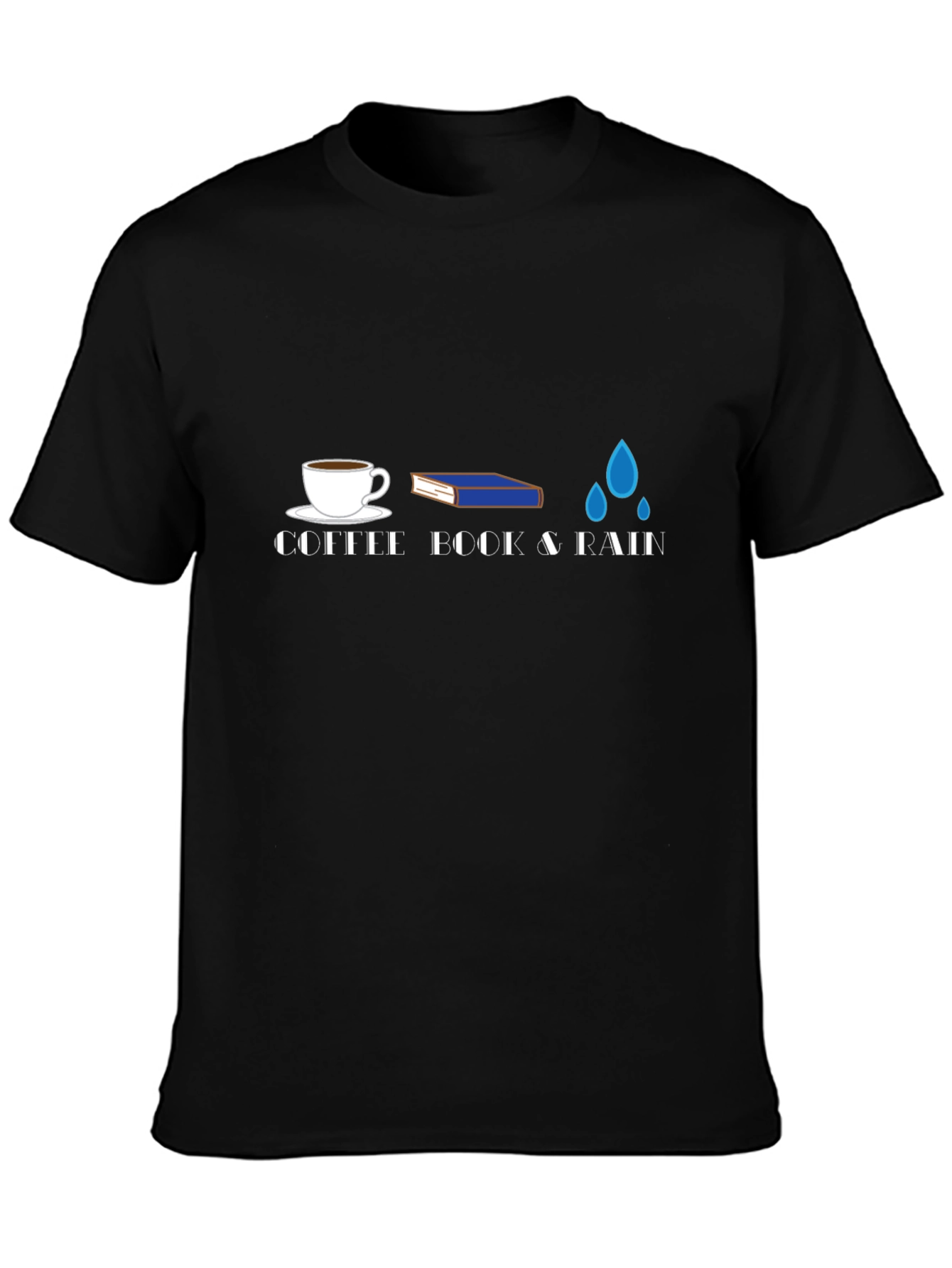 Coffee Book & Rain Graphic T-Shirt