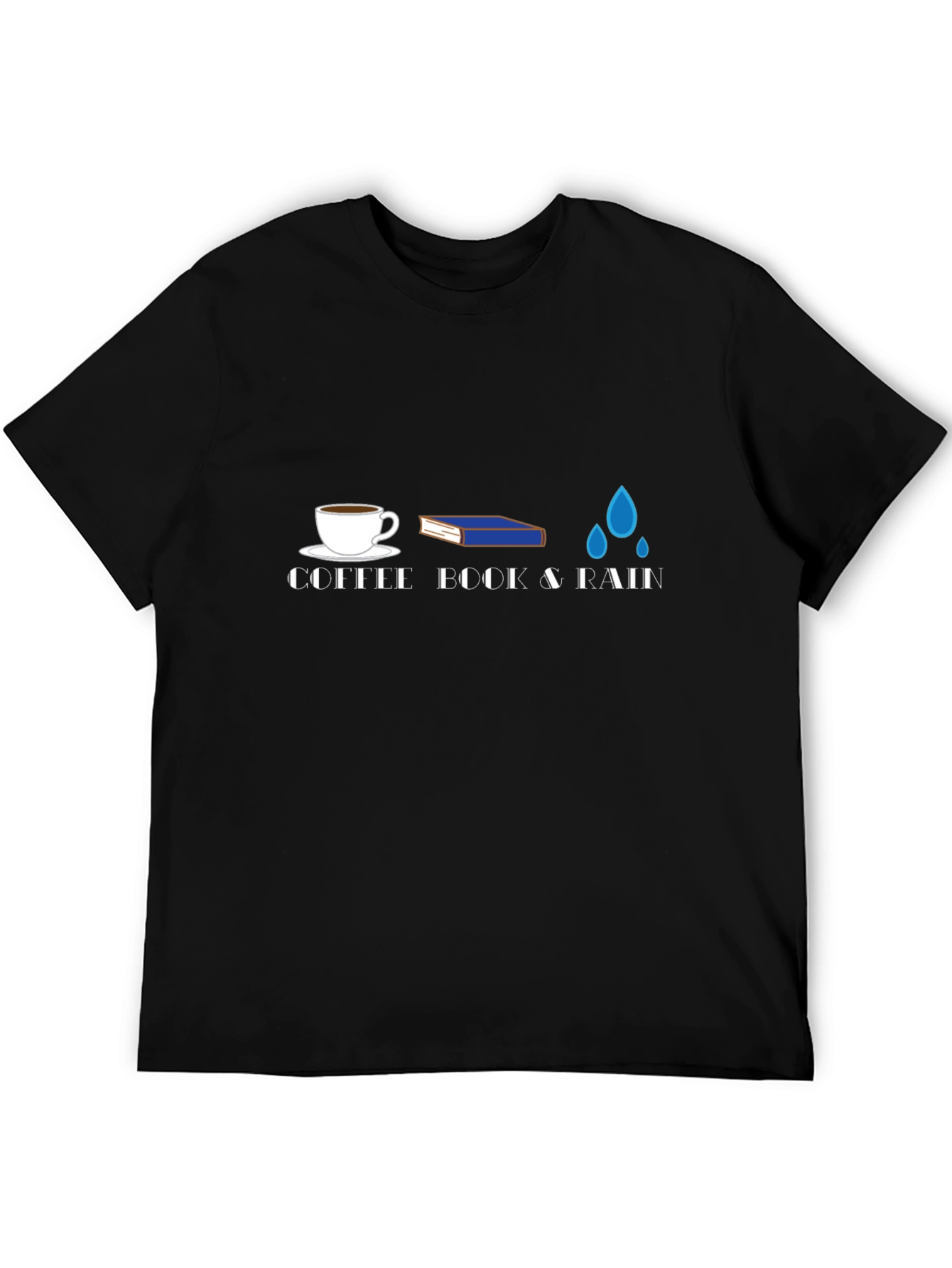 Coffee Book & Rain Graphic T-Shirt