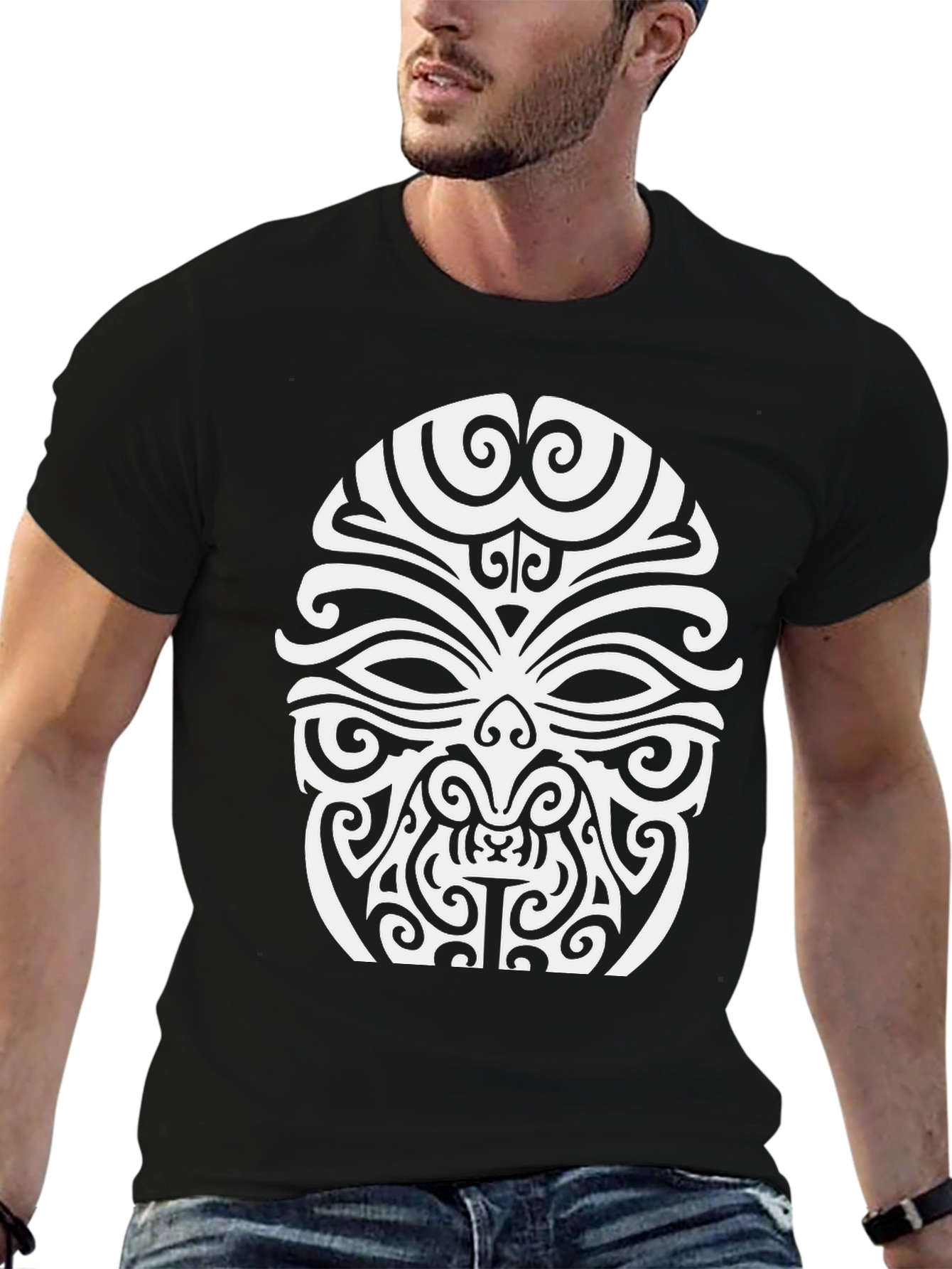 Tribal Mask Graphic Black T-Shirt