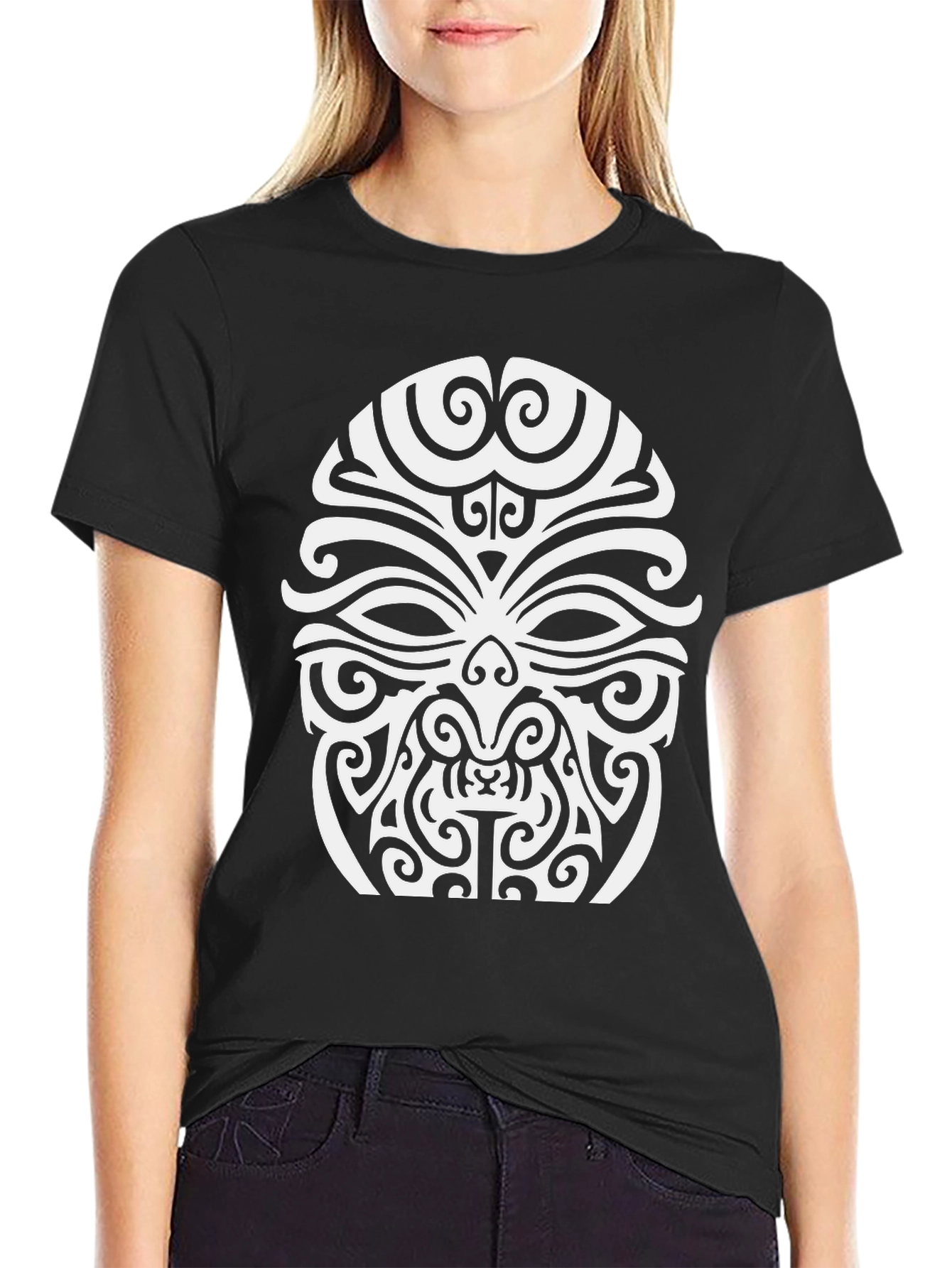 Tribal Mask Graphic Black T-Shirt