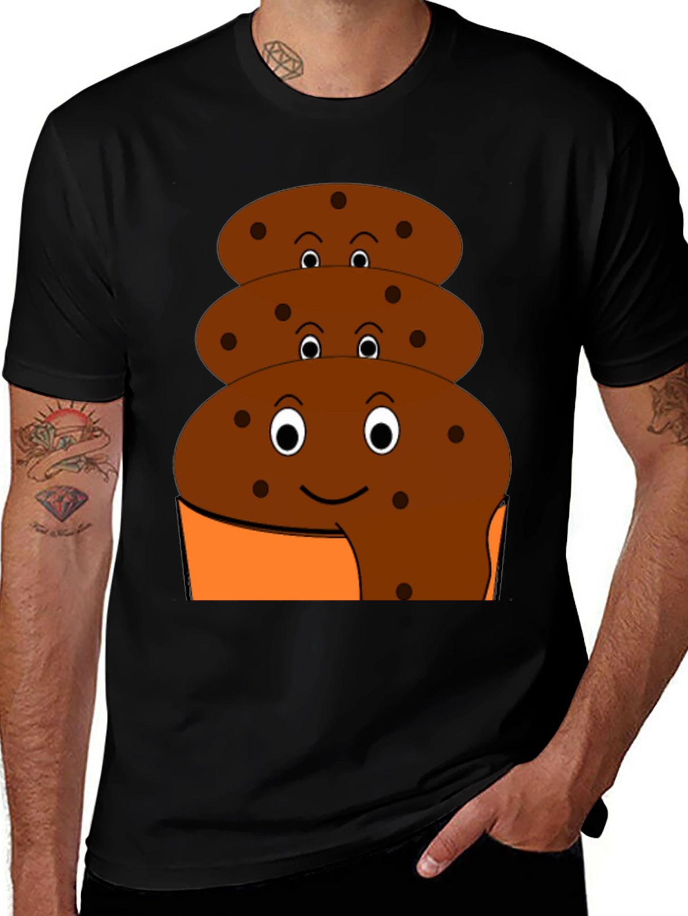 Fun Cookie Stack Black T-Shirt