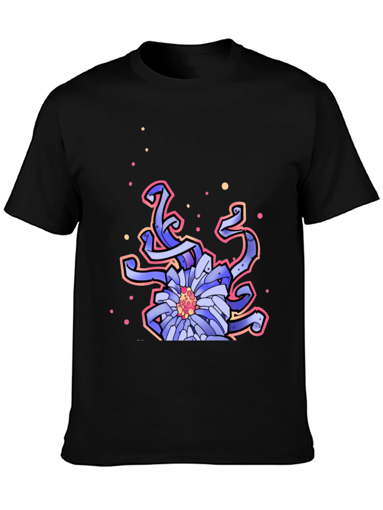 Floral Graphic Print Black T-Shirt