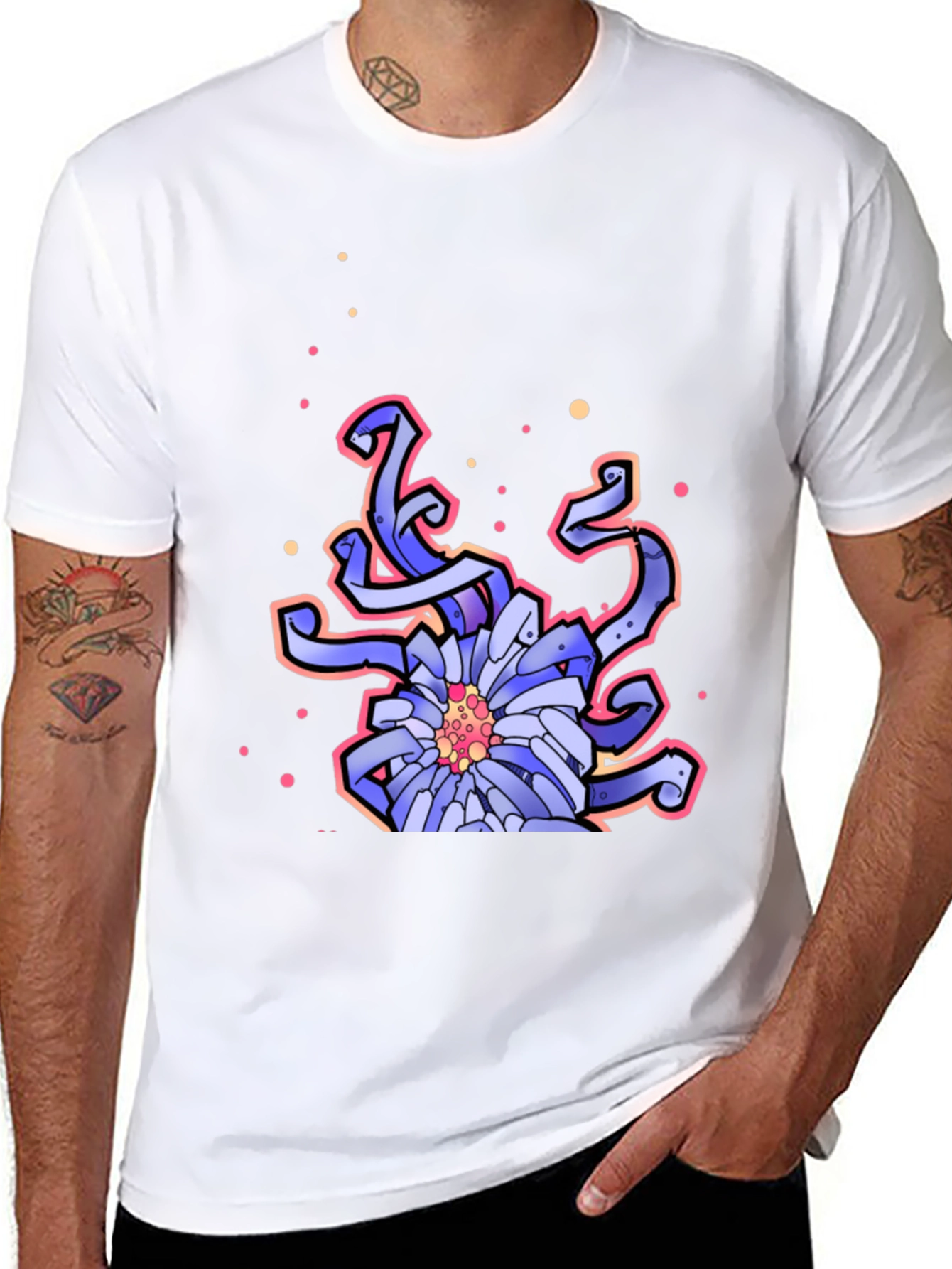 Floral Graphic Print Black T-Shirt