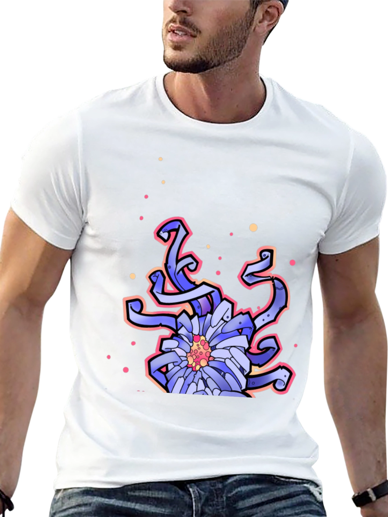 Floral Graphic Print Black T-Shirt