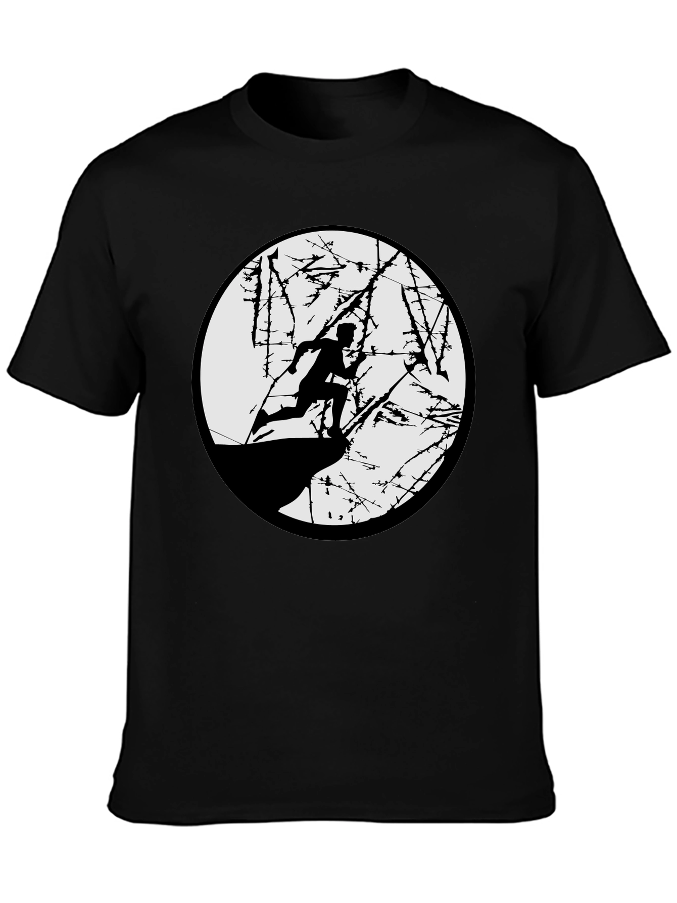 Black T-Shirt with Running Silhouette Graphic
