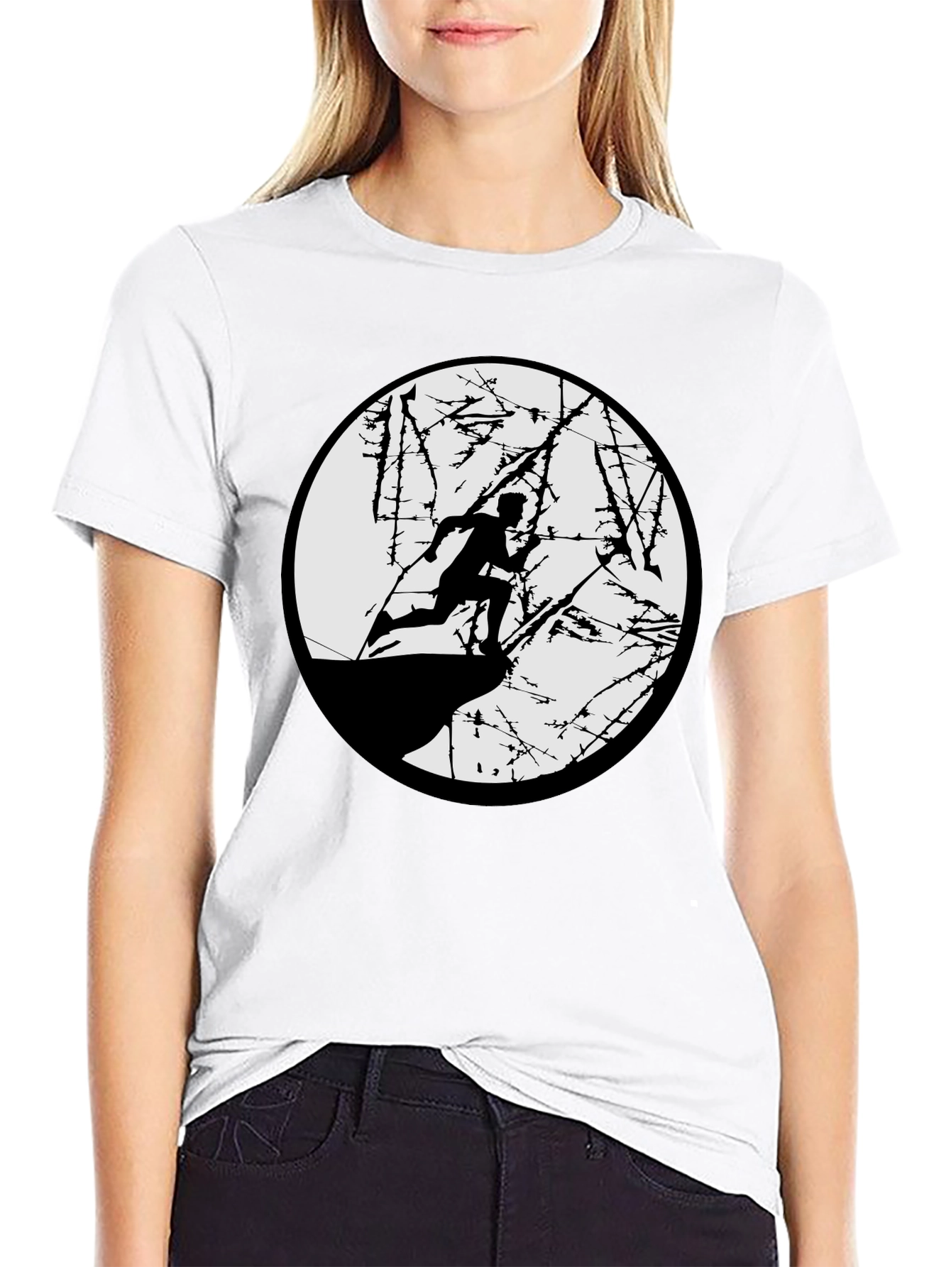 Black T-Shirt with Running Silhouette Graphic