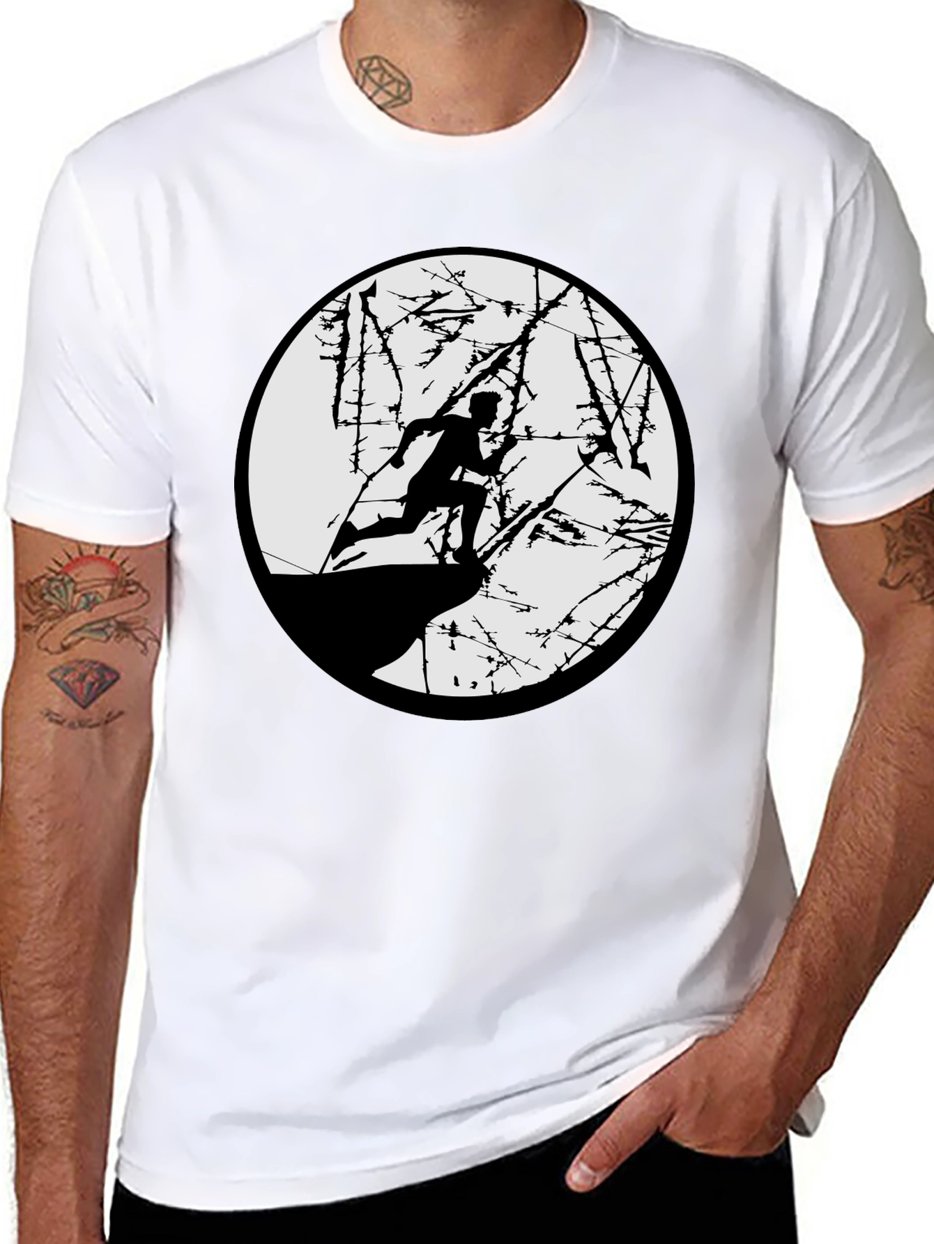 Black T-Shirt with Running Silhouette Graphic