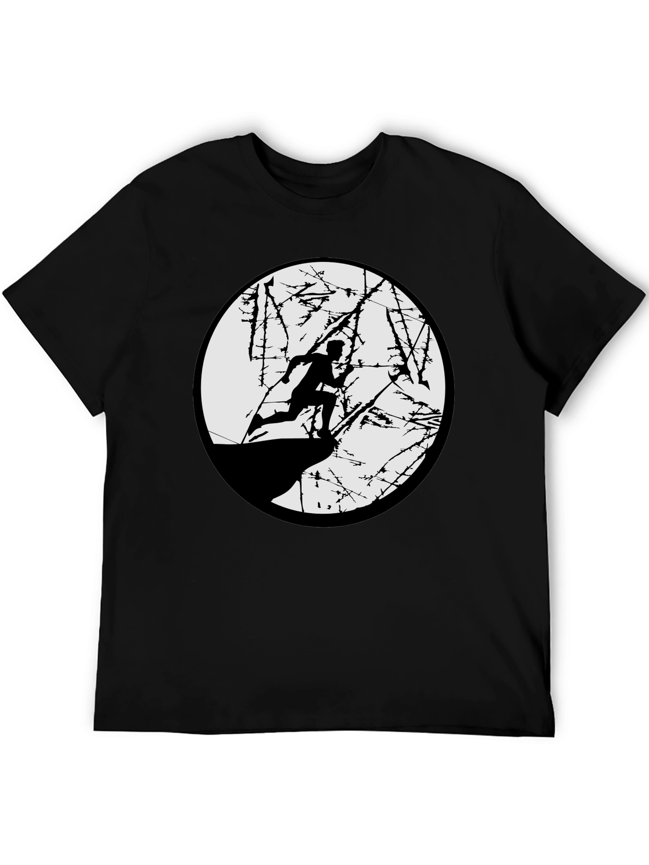 Black T-Shirt with Running Silhouette Graphic