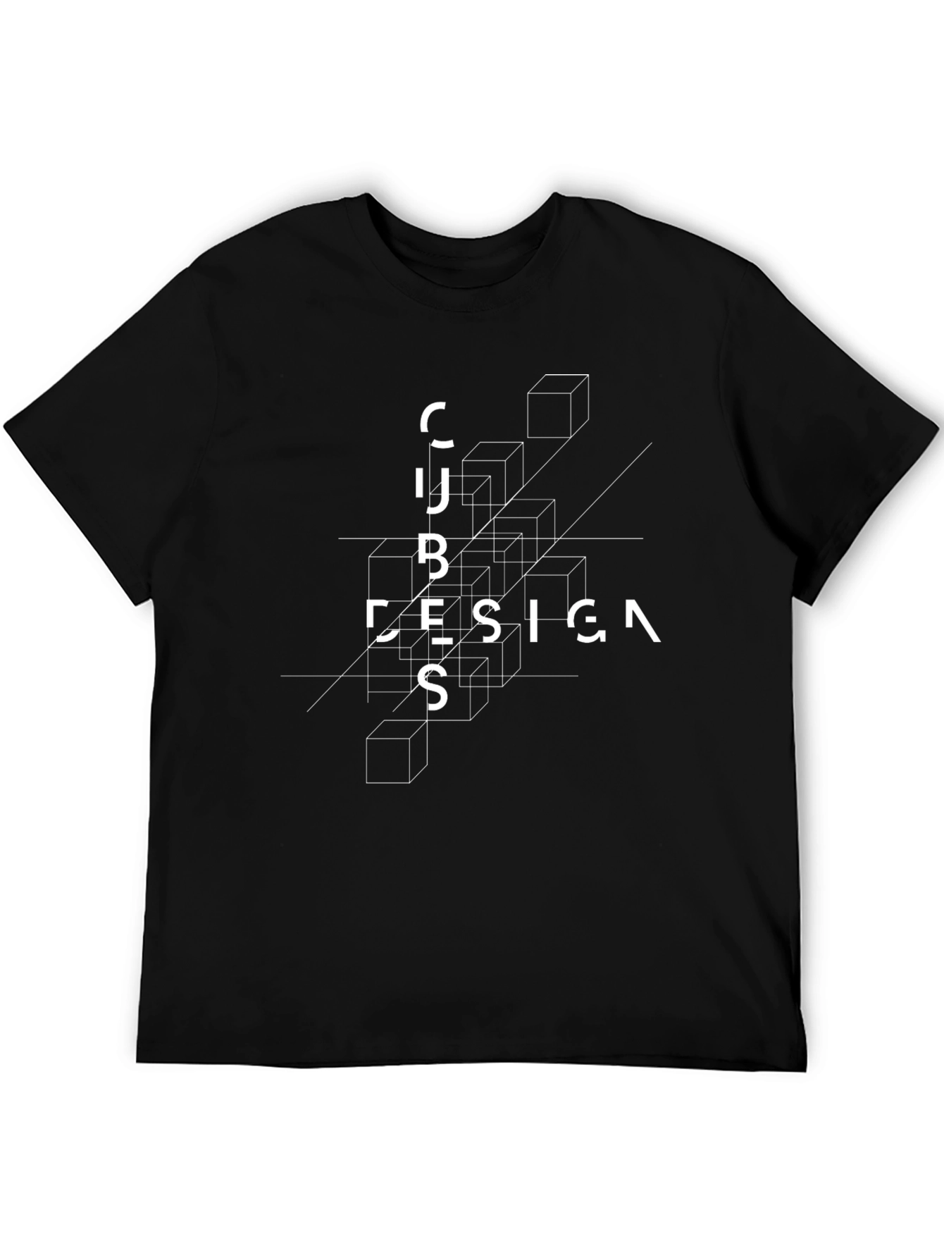Cubes Design Black Graphic Tee