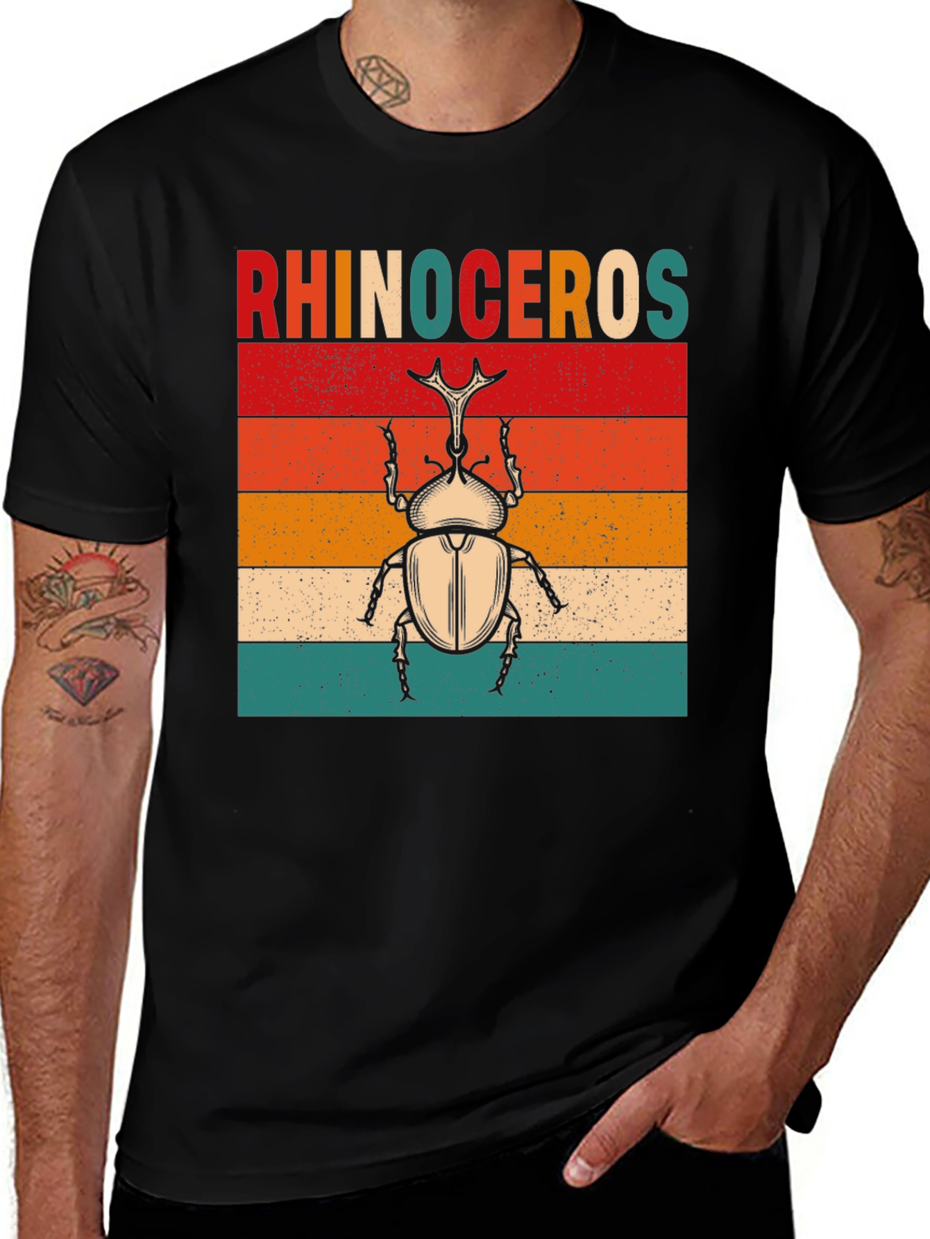 Rhinoceros Beetle Graphic T-Shirt - Retro Style