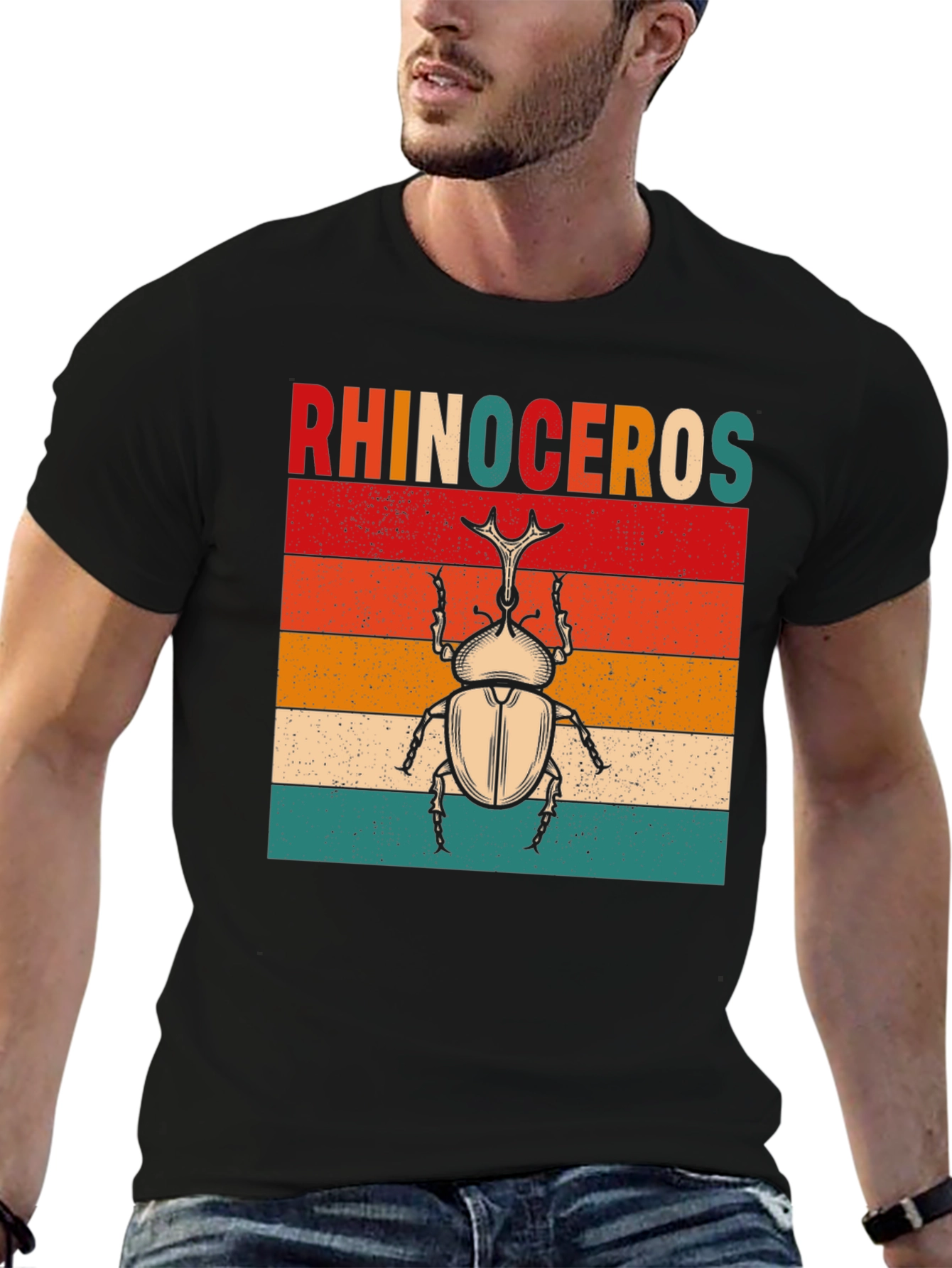 Rhinoceros Beetle Graphic T-Shirt - Retro Style