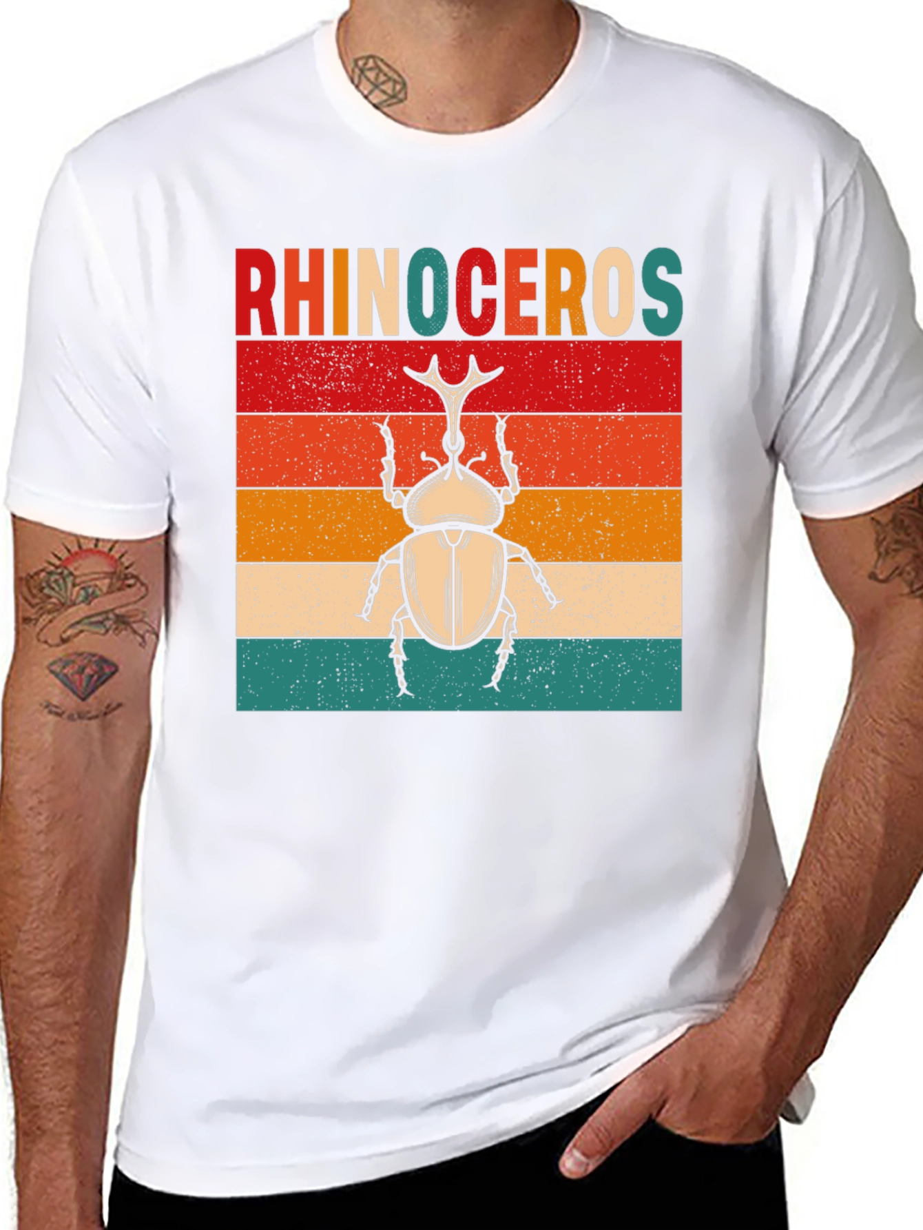 Rhinoceros Beetle Graphic T-Shirt - Retro Style