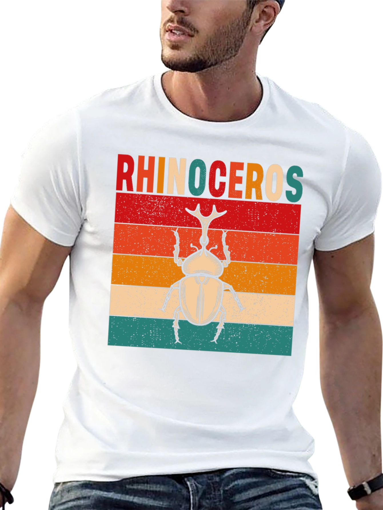 Rhinoceros Beetle Graphic T-Shirt - Retro Style