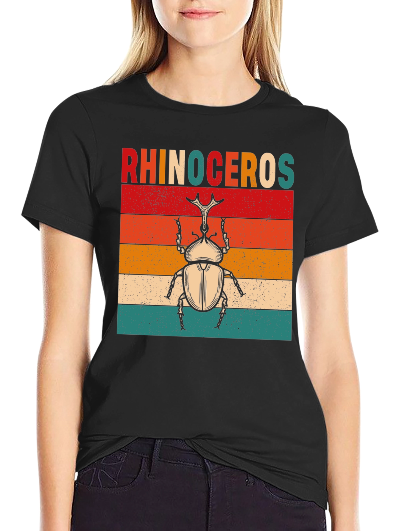 Rhinoceros Beetle Graphic T-Shirt - Retro Style