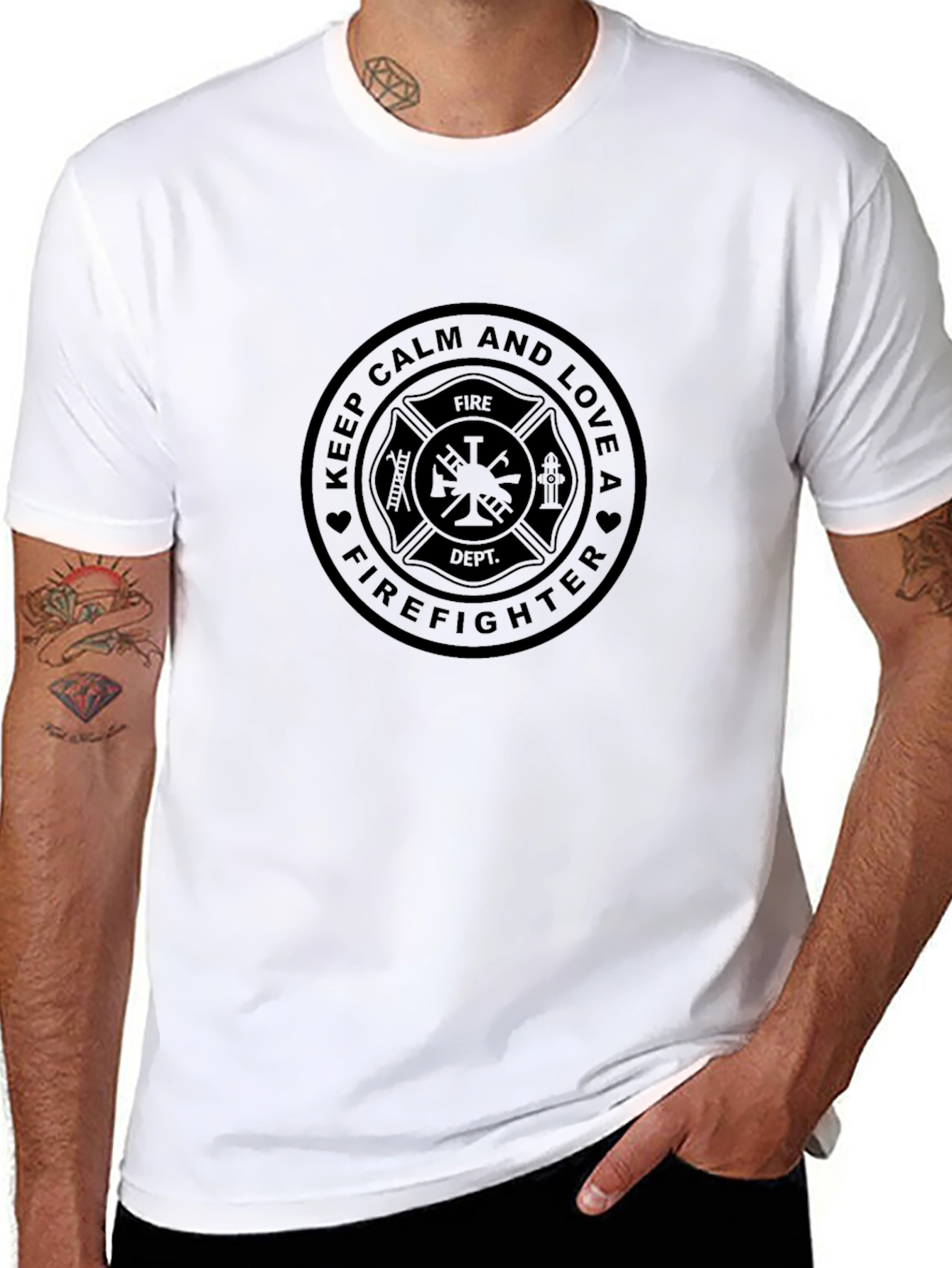 Keep Calm Firefighter Black T-Shirt