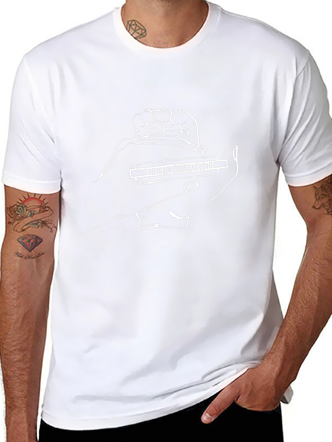 Harmonica Player T-Shirt - Black