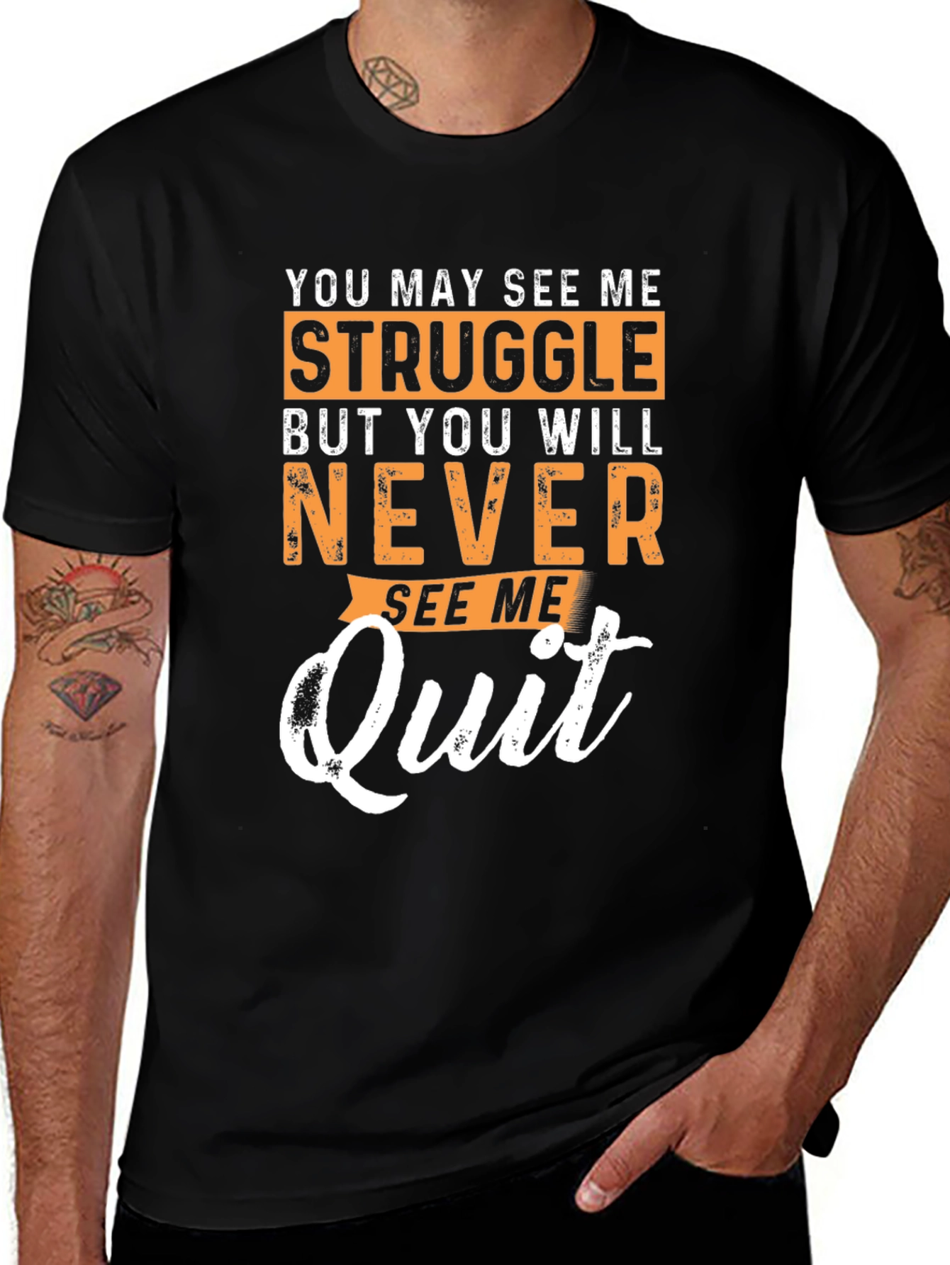 Motivational Graphic T-Shirt - Never Quit