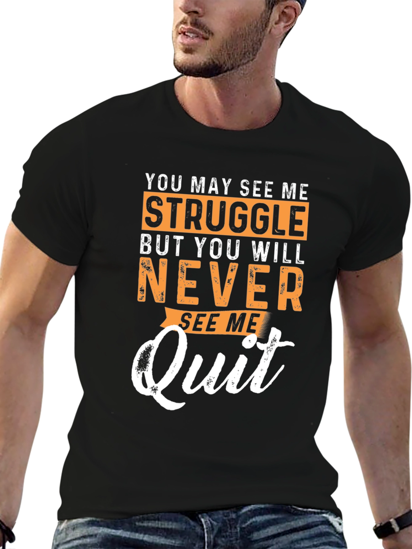 Motivational Graphic T-Shirt - Never Quit