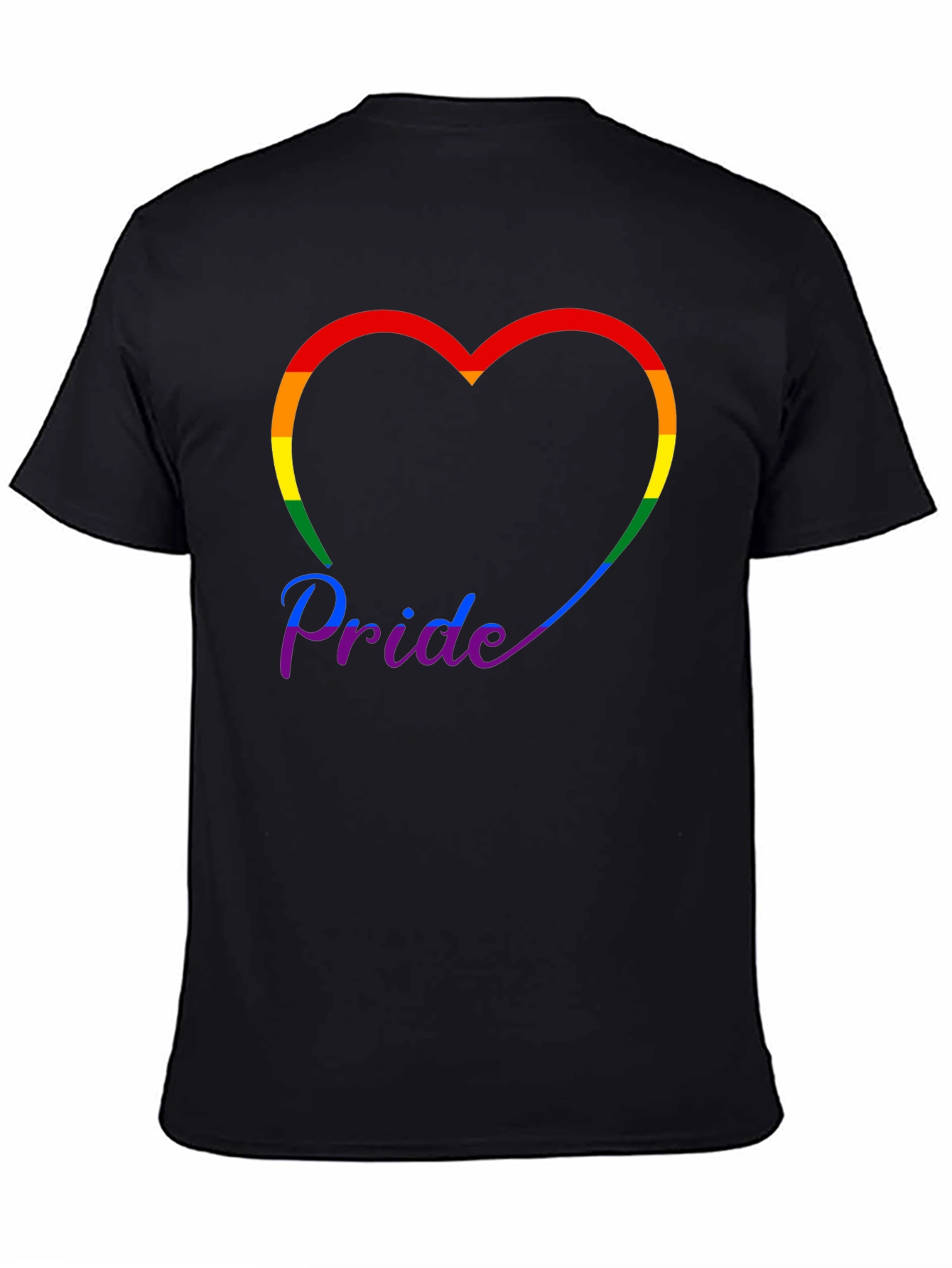 Pride Rainbow Heart Graphic Tee - Black