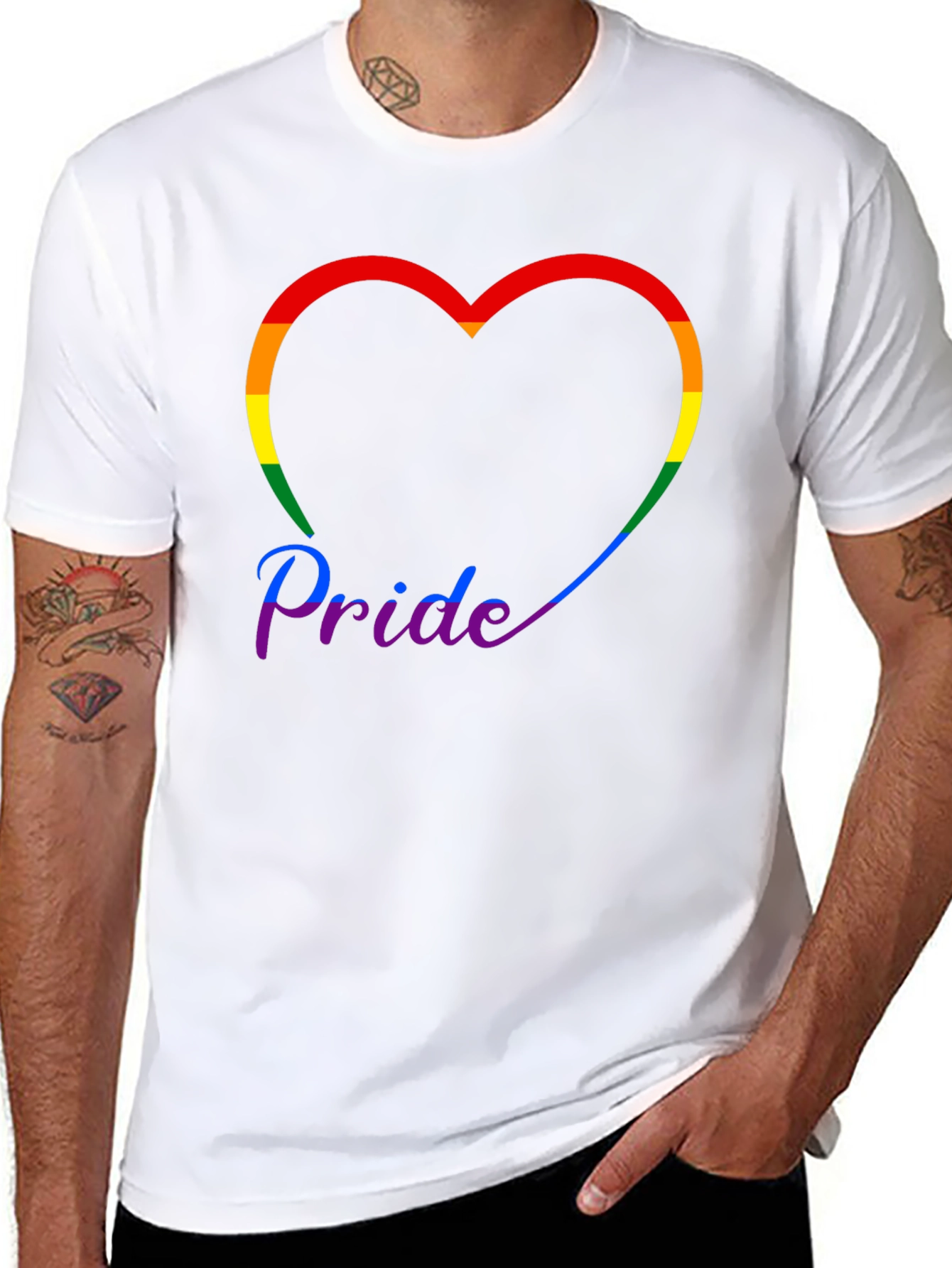 Pride Rainbow Heart Graphic Tee - Black