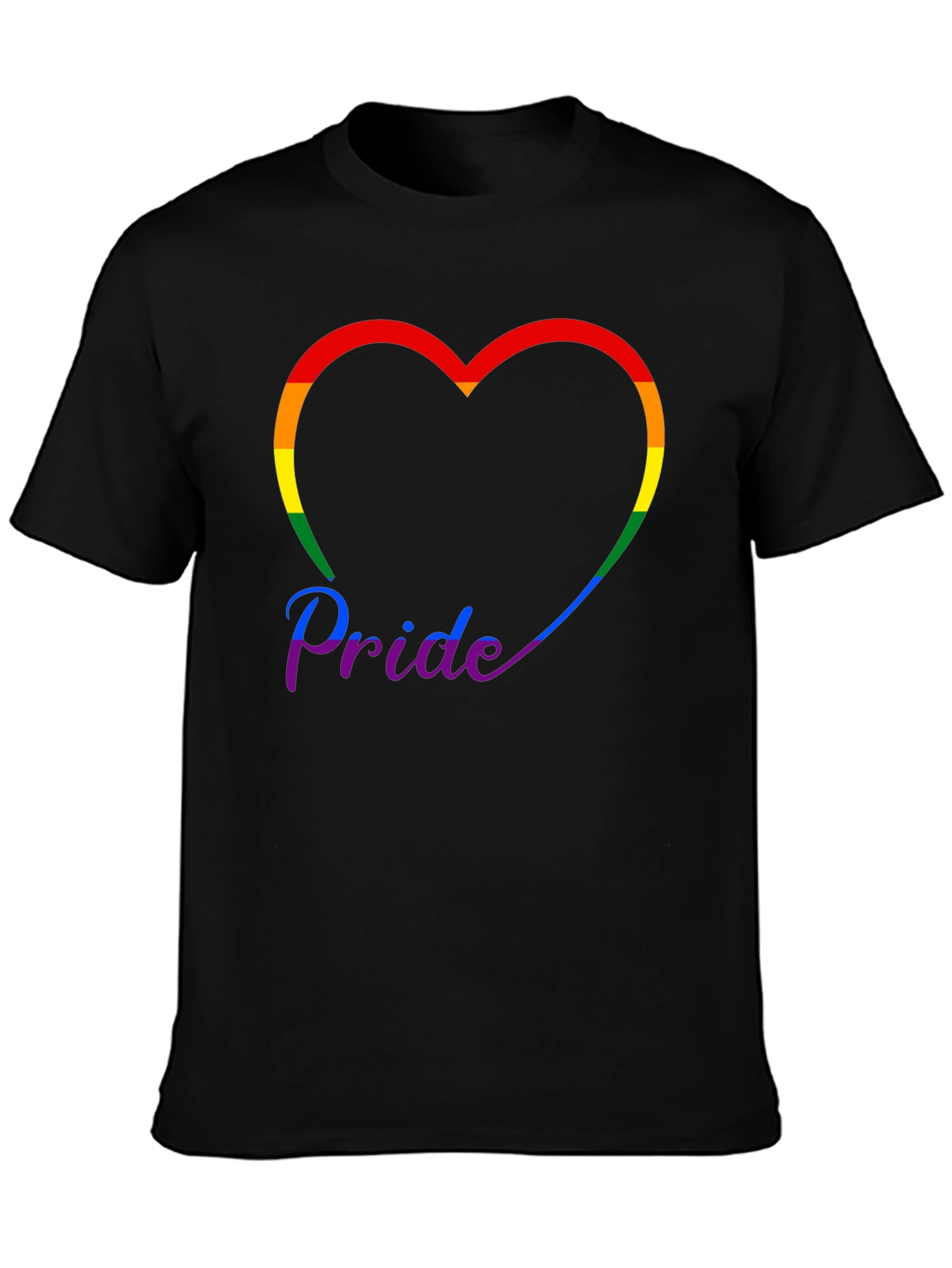 Pride Rainbow Heart Graphic Tee - Black