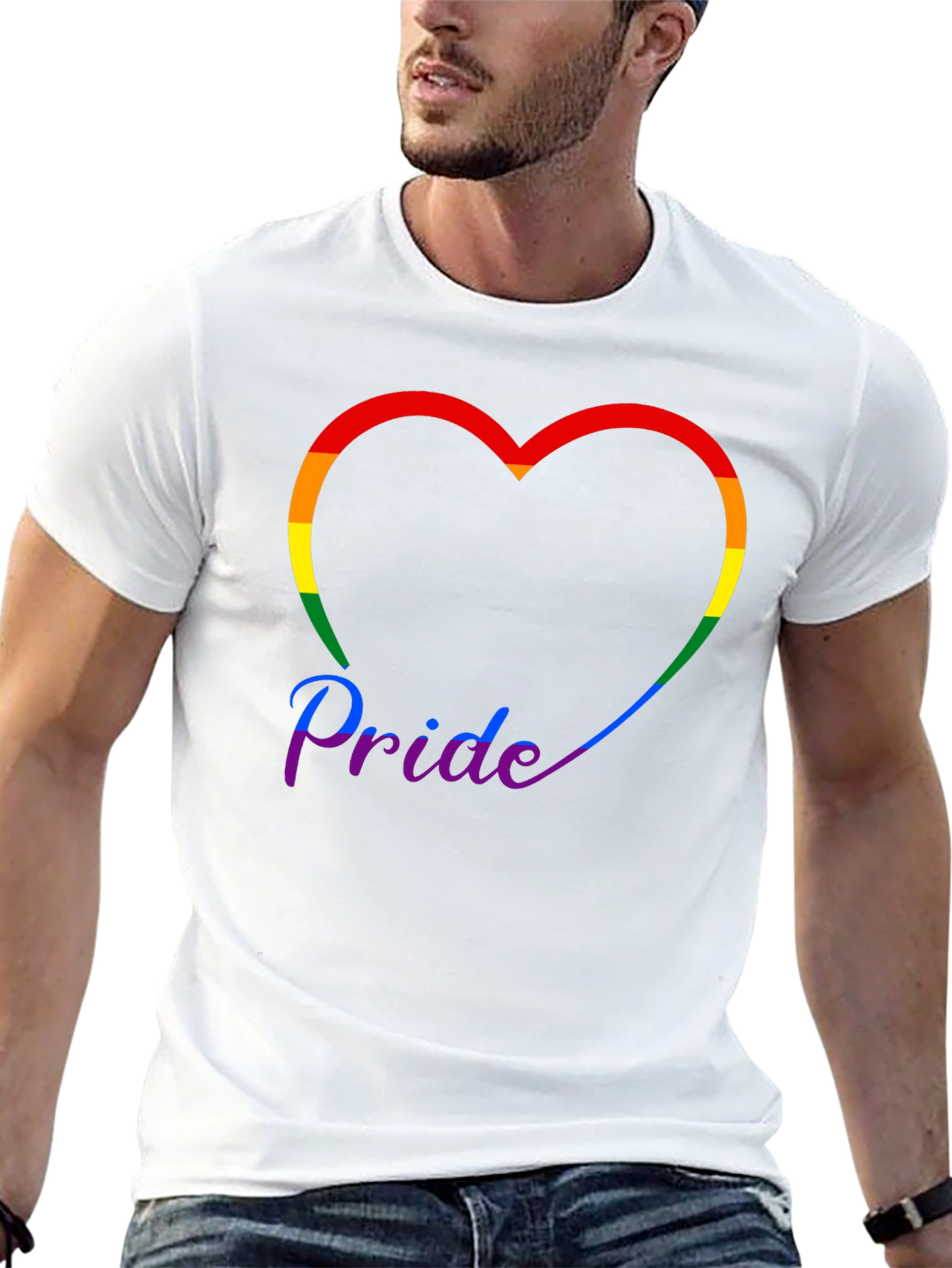 Pride Rainbow Heart Graphic Tee - Black