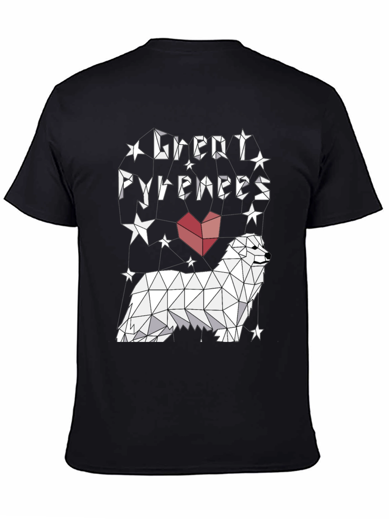 Great Pyrenees Geometric Art Black T-Shirt