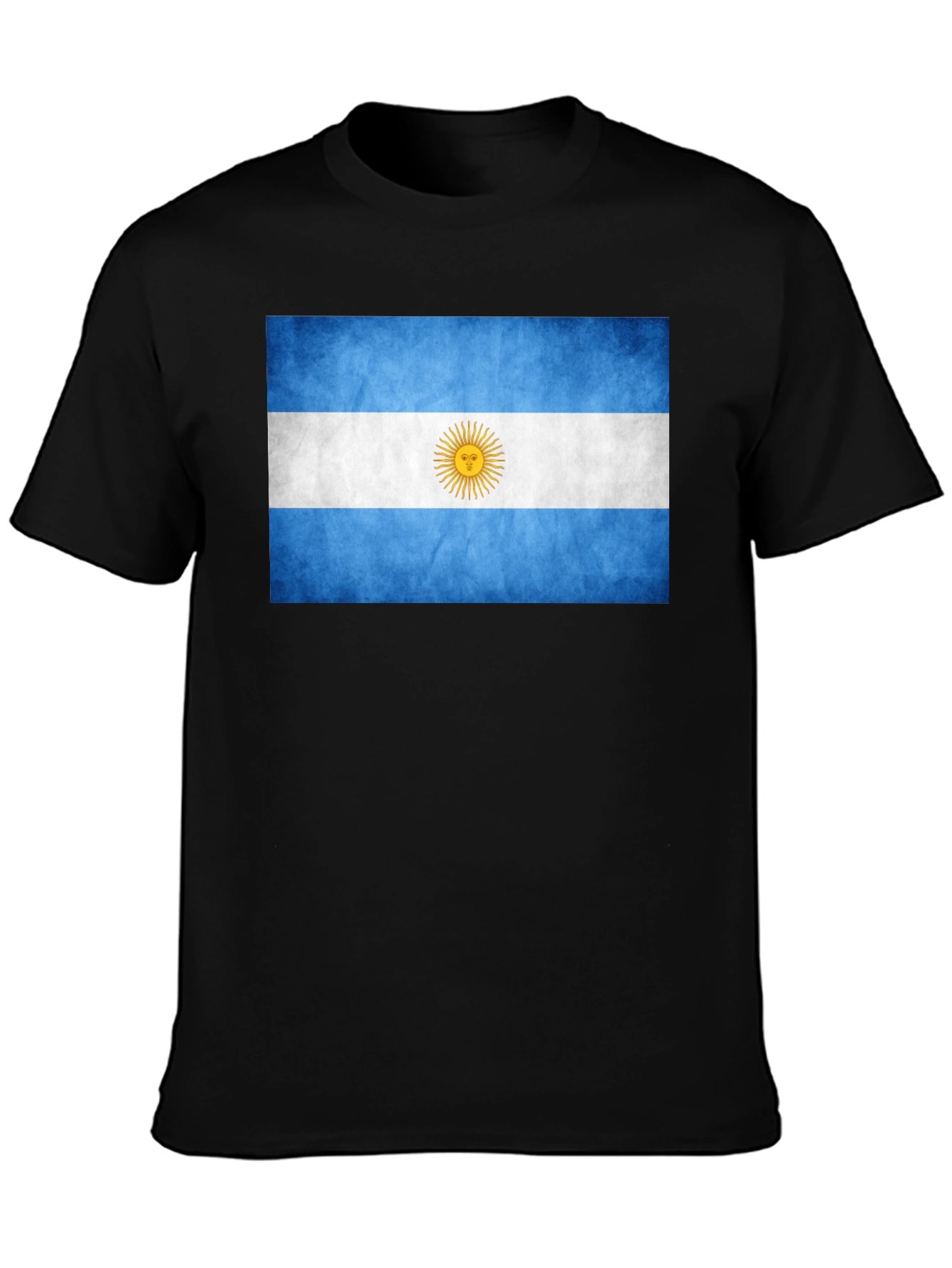 Argentina Flag Graphic Tee - Black Cotton T-Shirt