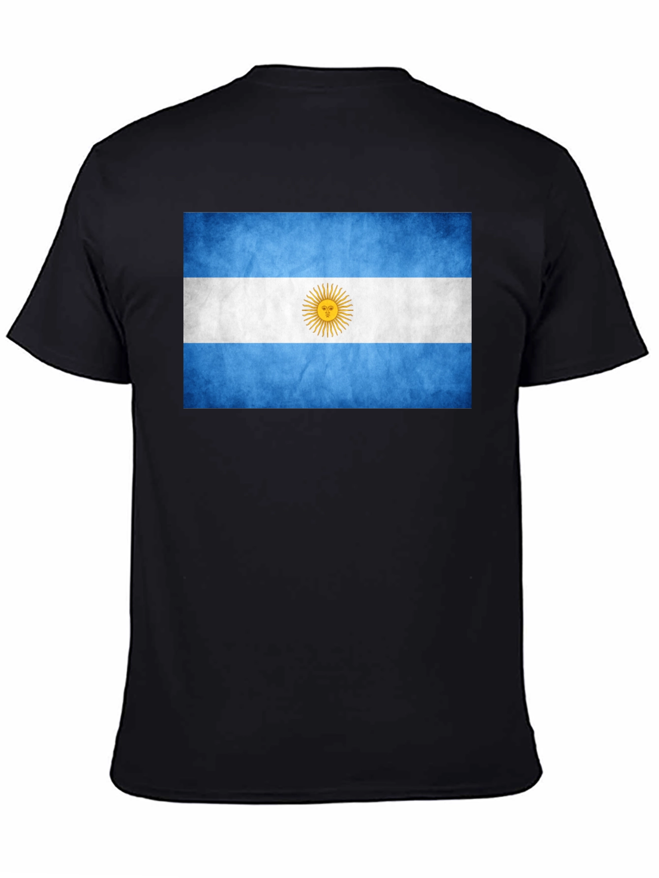 Argentina Flag Graphic Tee - Black Cotton T-Shirt