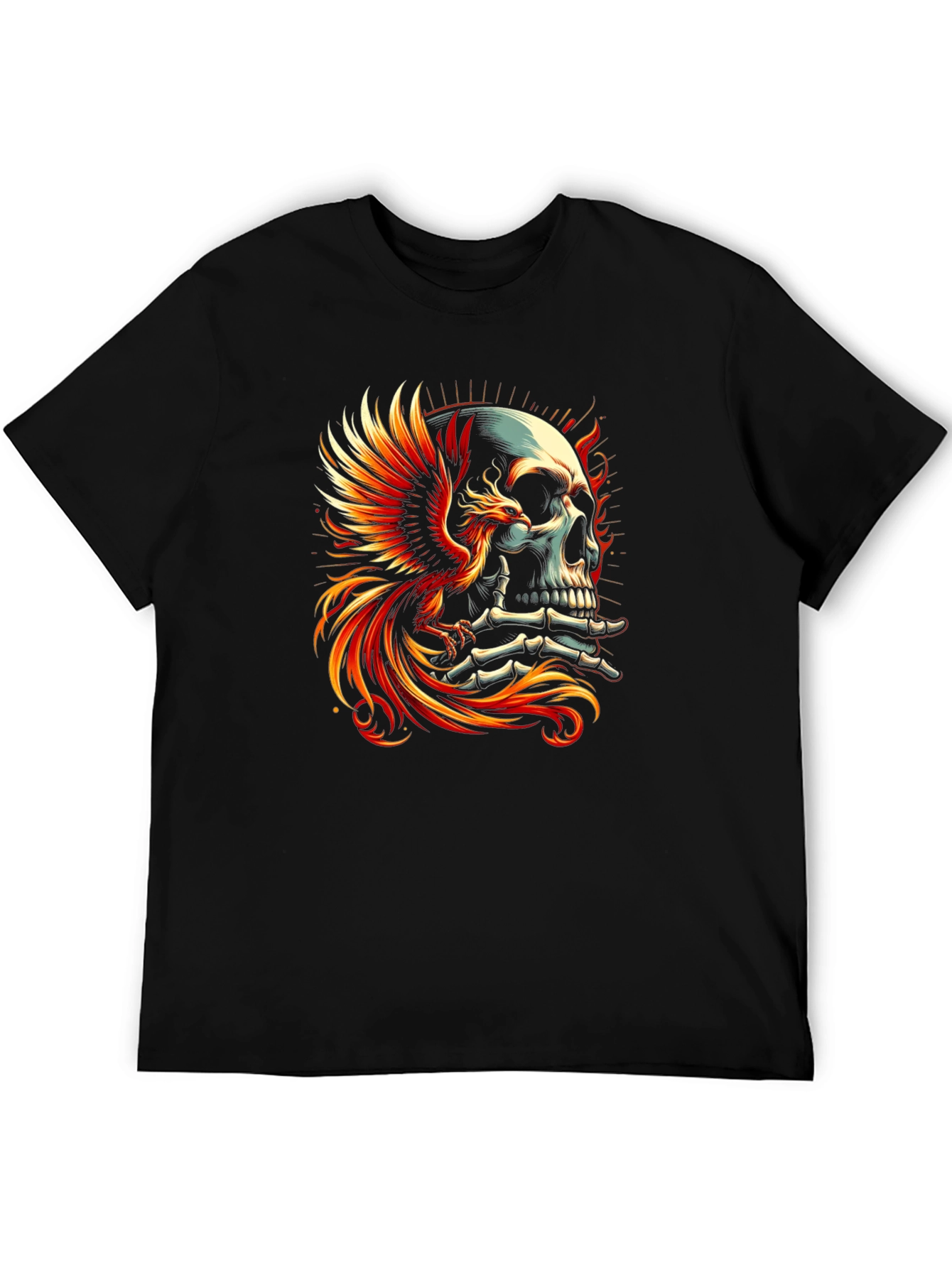 Phoenix Skull Graphic T-Shirt - Bold Style