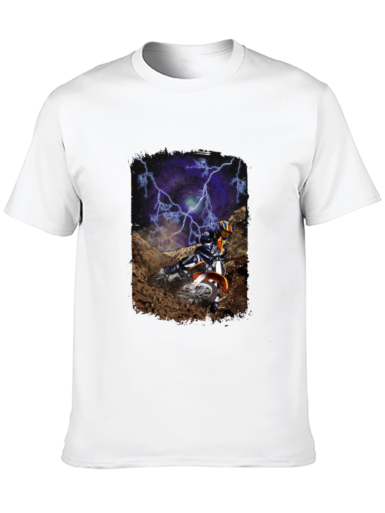 Motorcross Rider Lightning Black T-Shirt