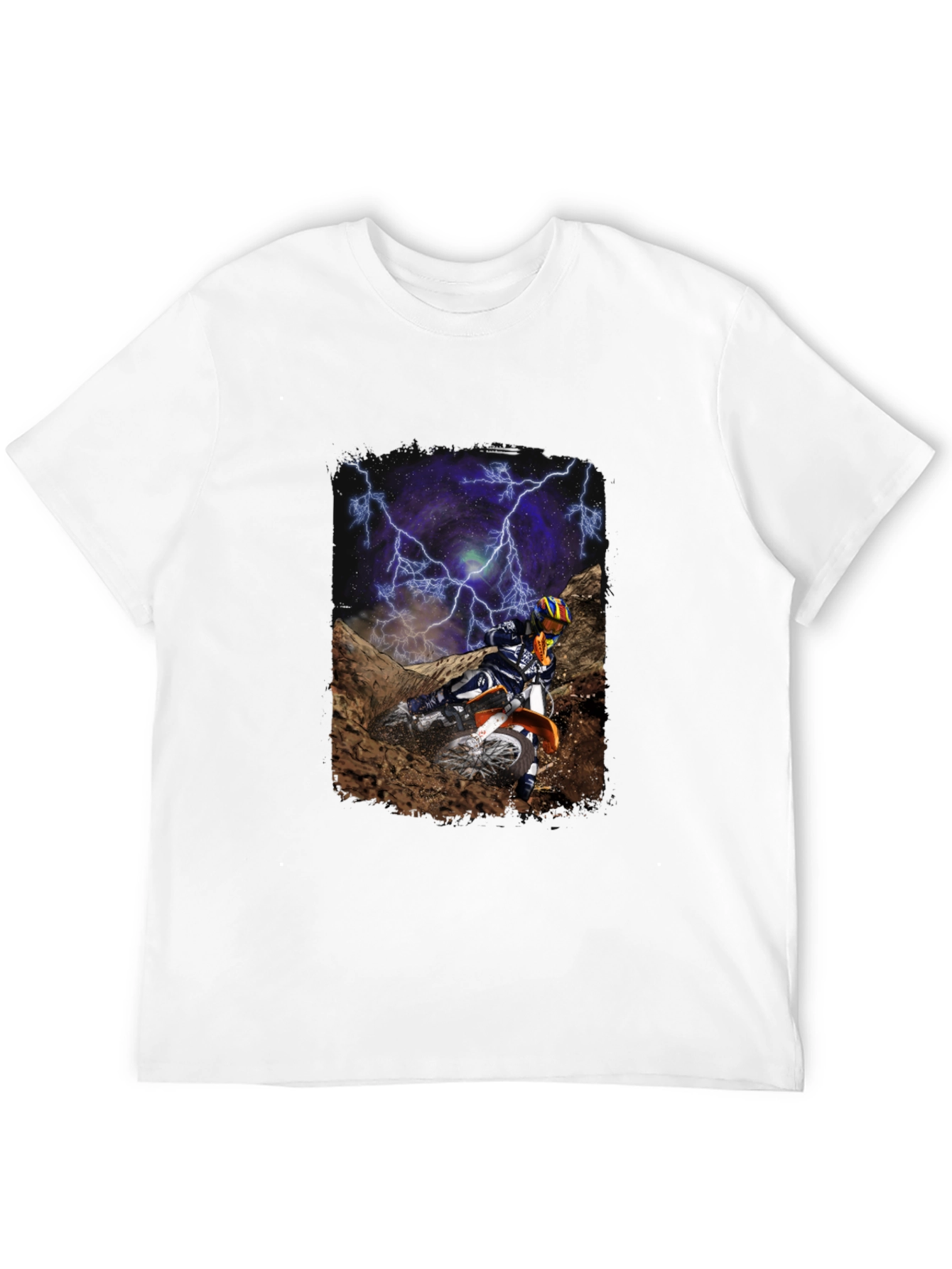 Motorcross Rider Lightning Black T-Shirt