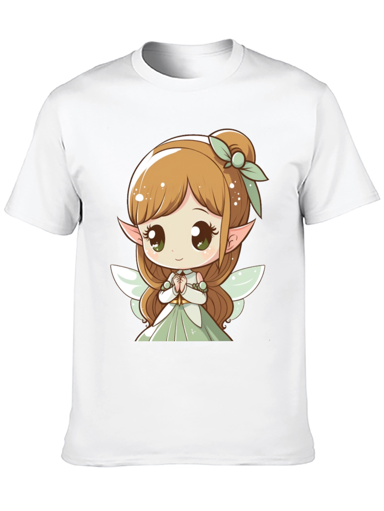 Cute Fairy Graphic Tee - Black Cotton T-Shirt