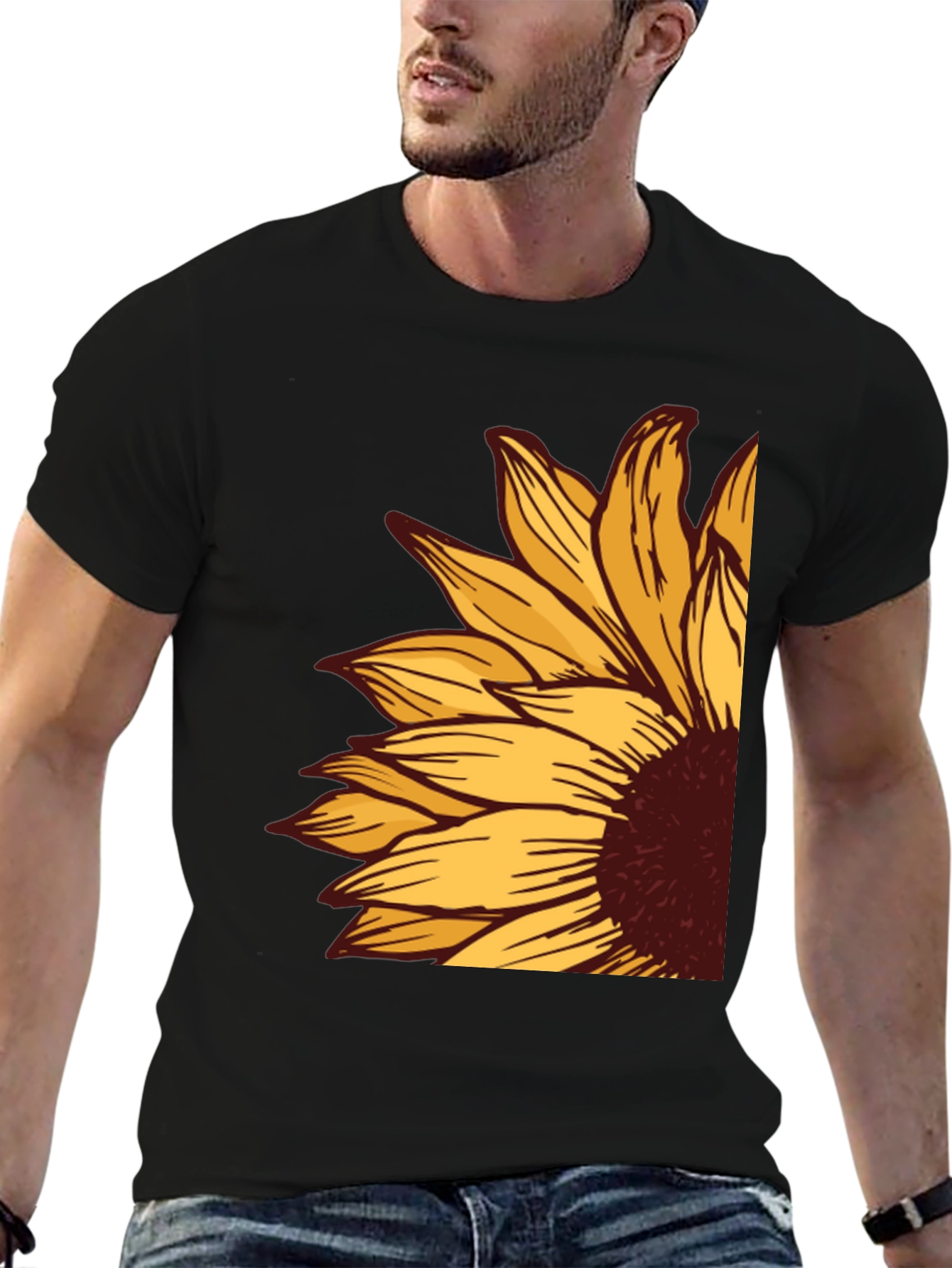 Sunflower Graphic Tee - Stylish Black T-Shirt