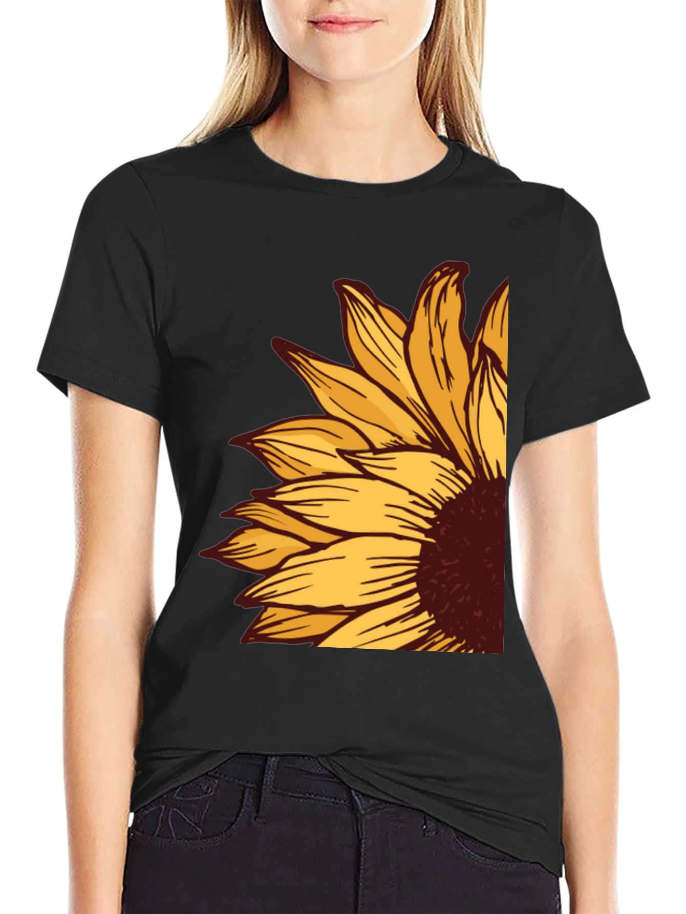 Sunflower Graphic Tee - Stylish Black T-Shirt