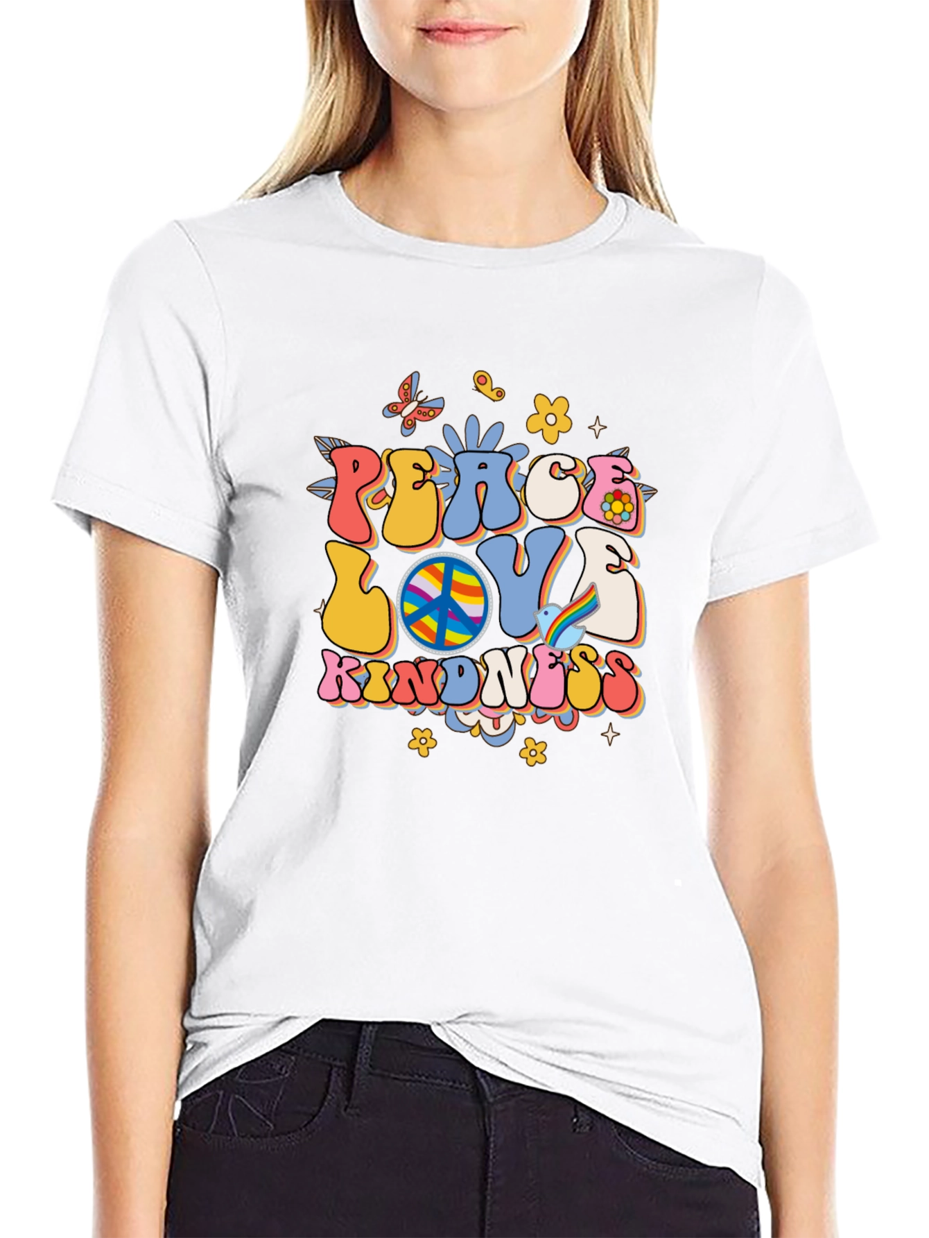 Peace Love Kindness Retro Graphic Tee