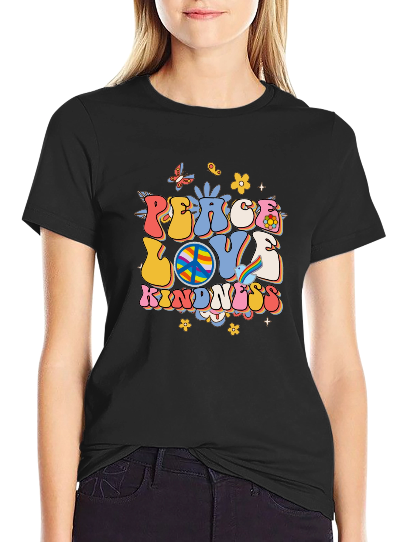 Peace Love Kindness Retro Graphic Tee
