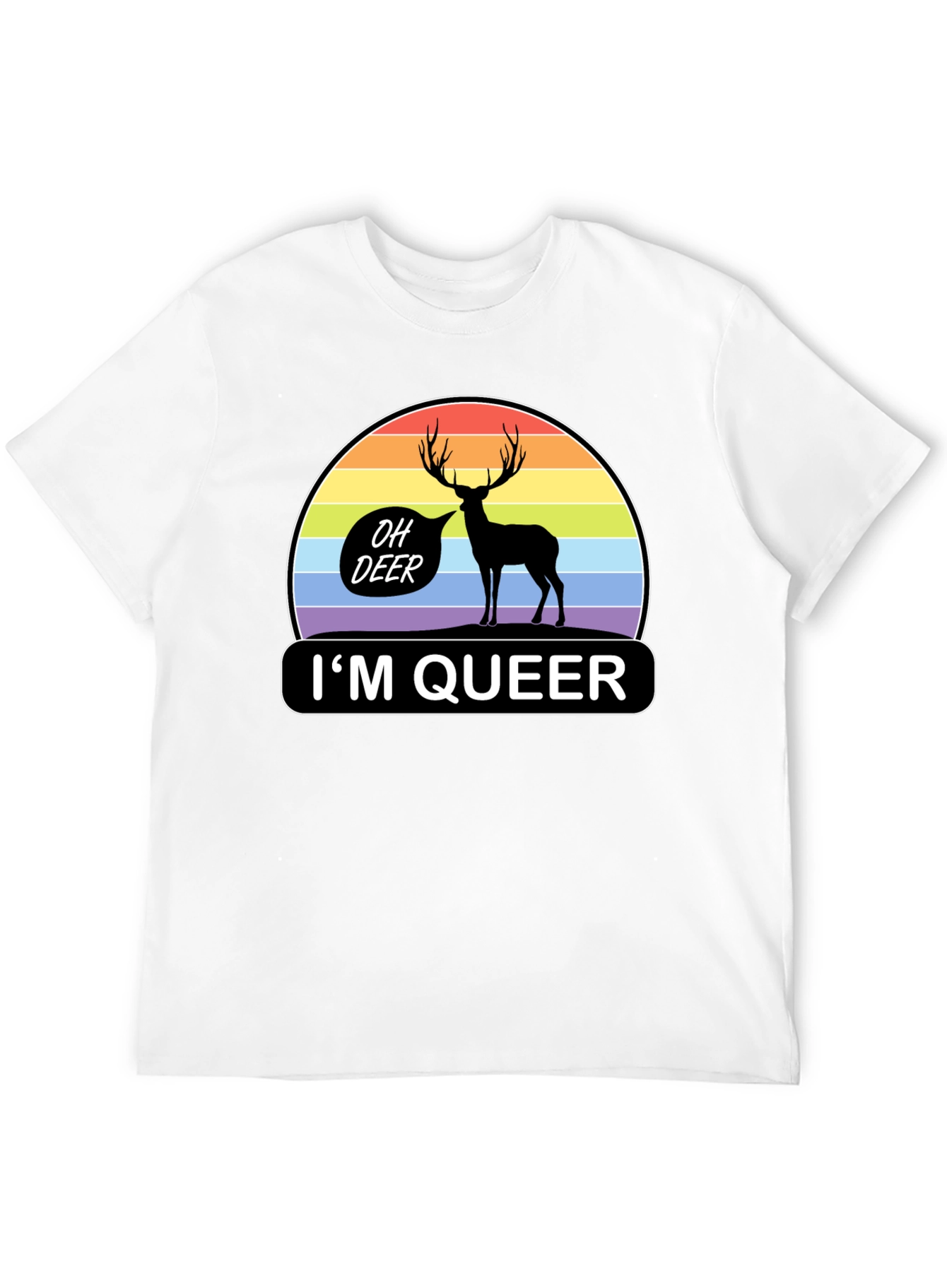 Oh Deer Im Queer T-Shirt Pride Rainbow Graphic Tee
