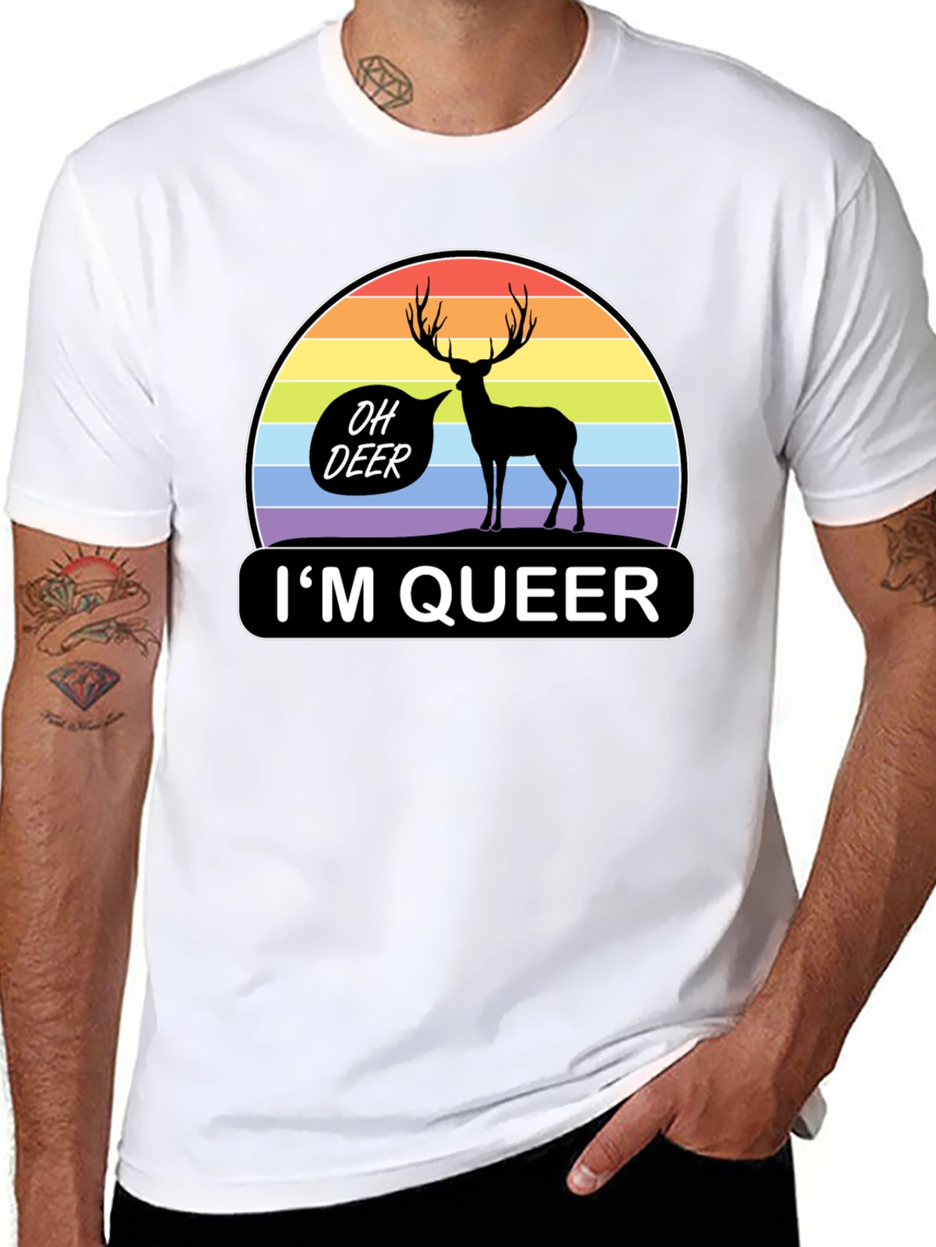 Oh Deer Im Queer T-Shirt Pride Rainbow Graphic Tee