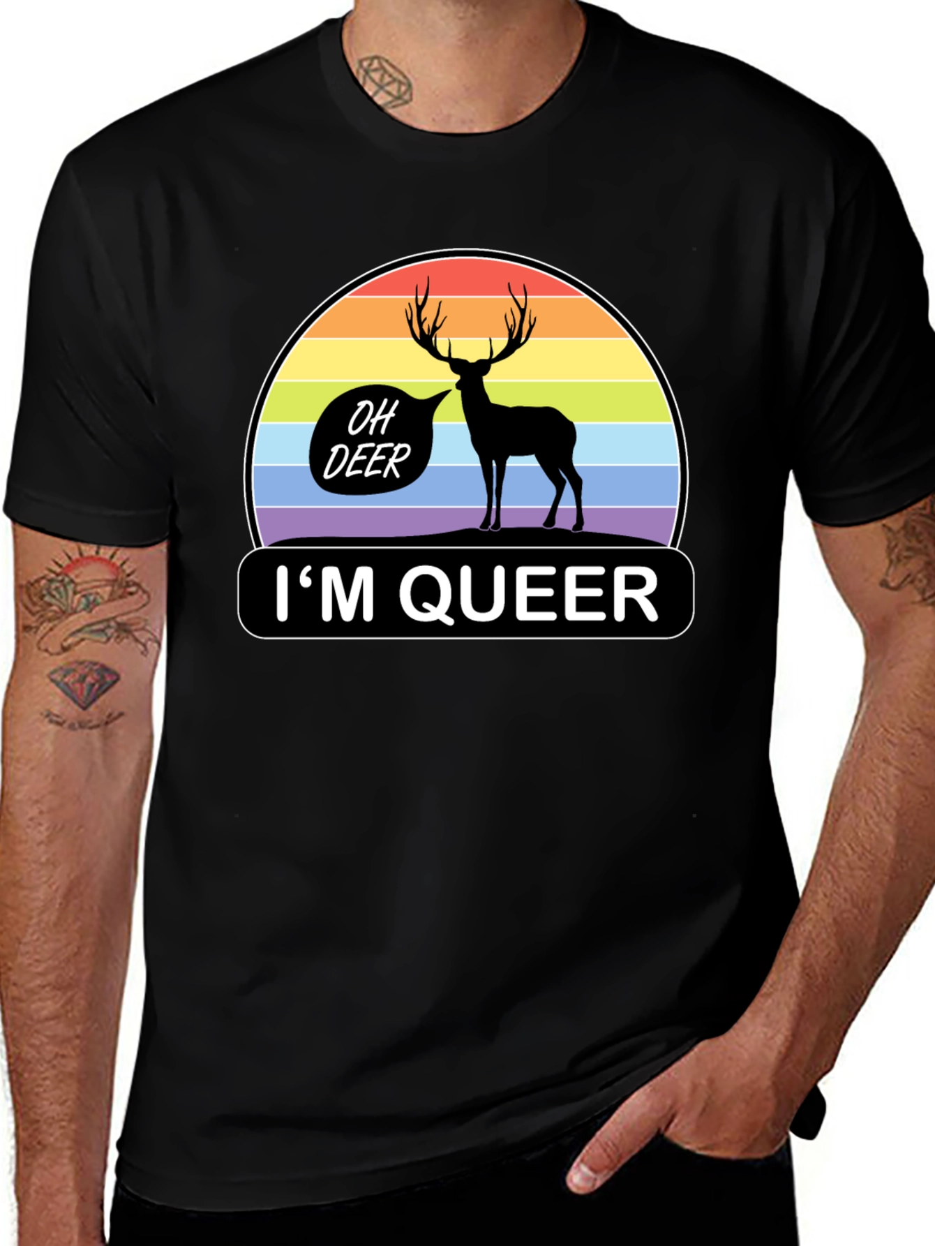 Oh Deer Im Queer T-Shirt Pride Rainbow Graphic Tee