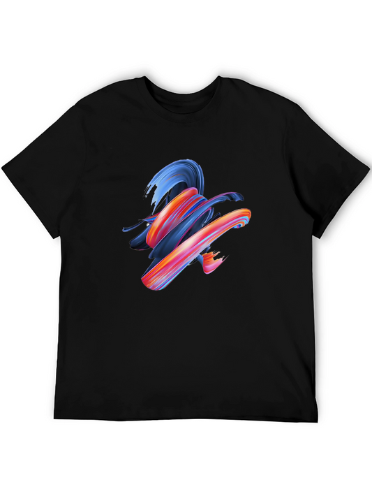 Abstract Swirl Graphic Print Black T-Shirt