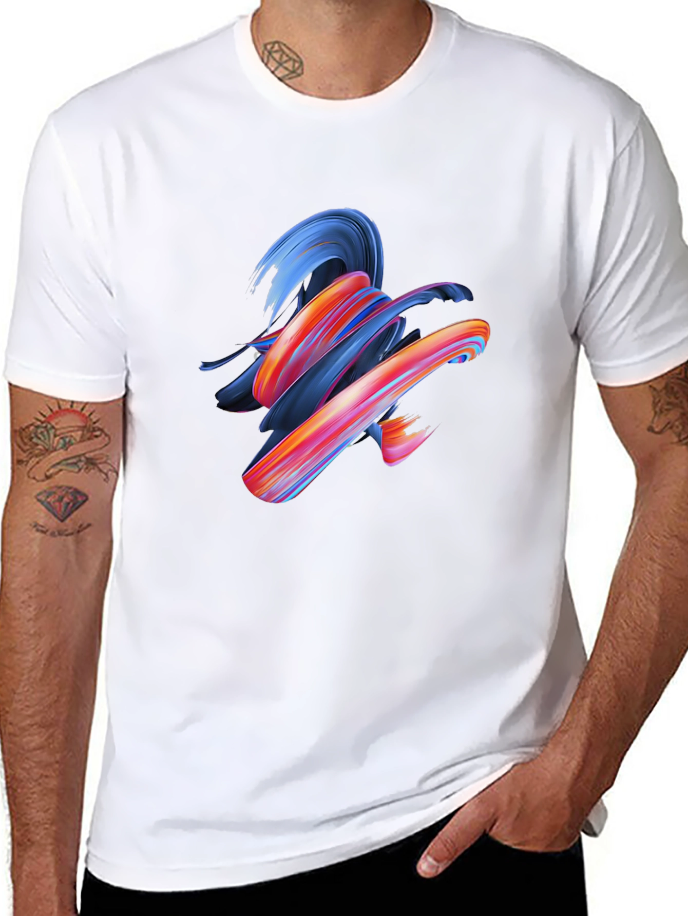 Abstract Swirl Graphic Print Black T-Shirt