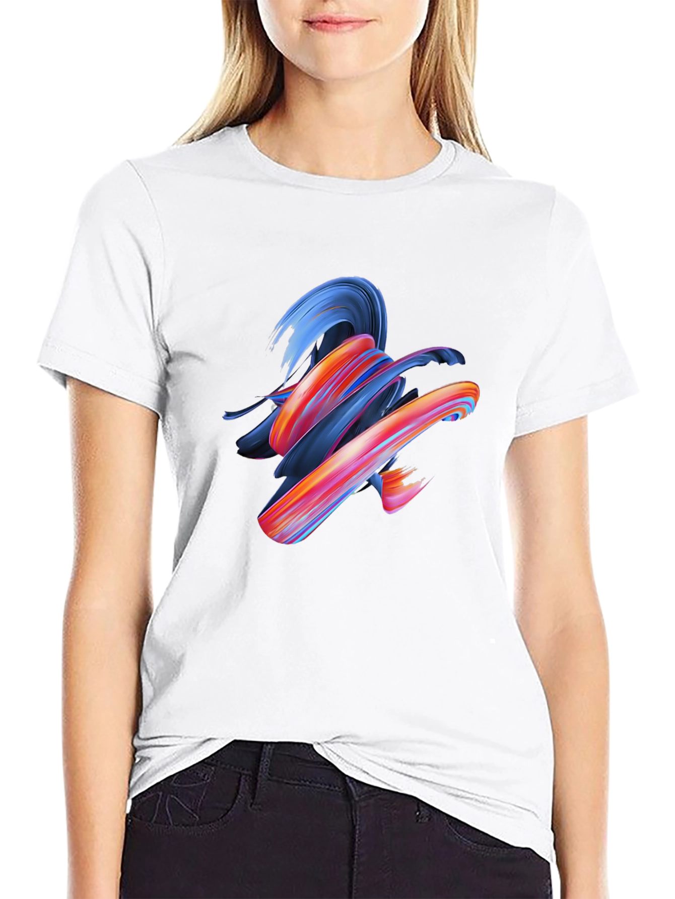 Abstract Swirl Graphic Print Black T-Shirt
