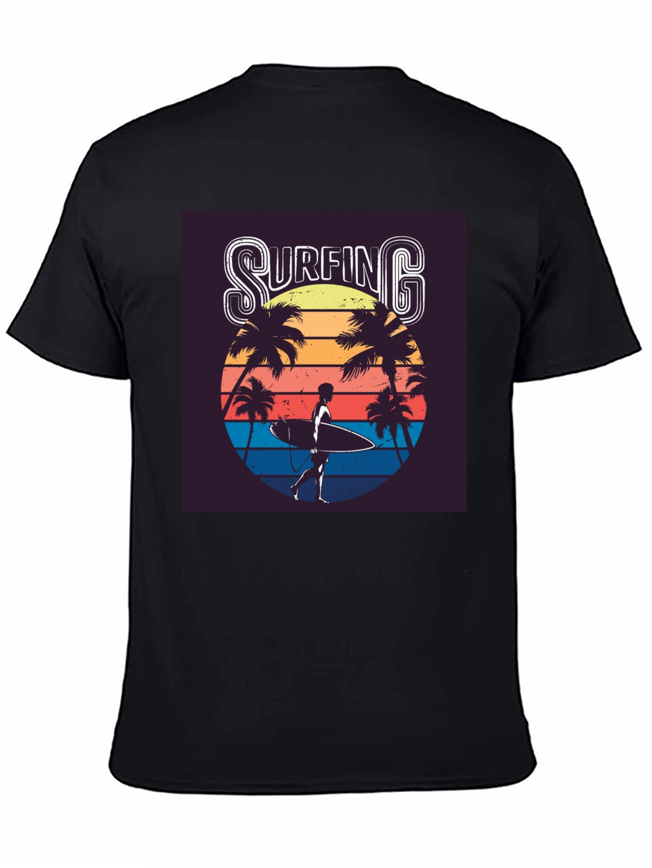 Retro Surfing Graphic Tee - Black
