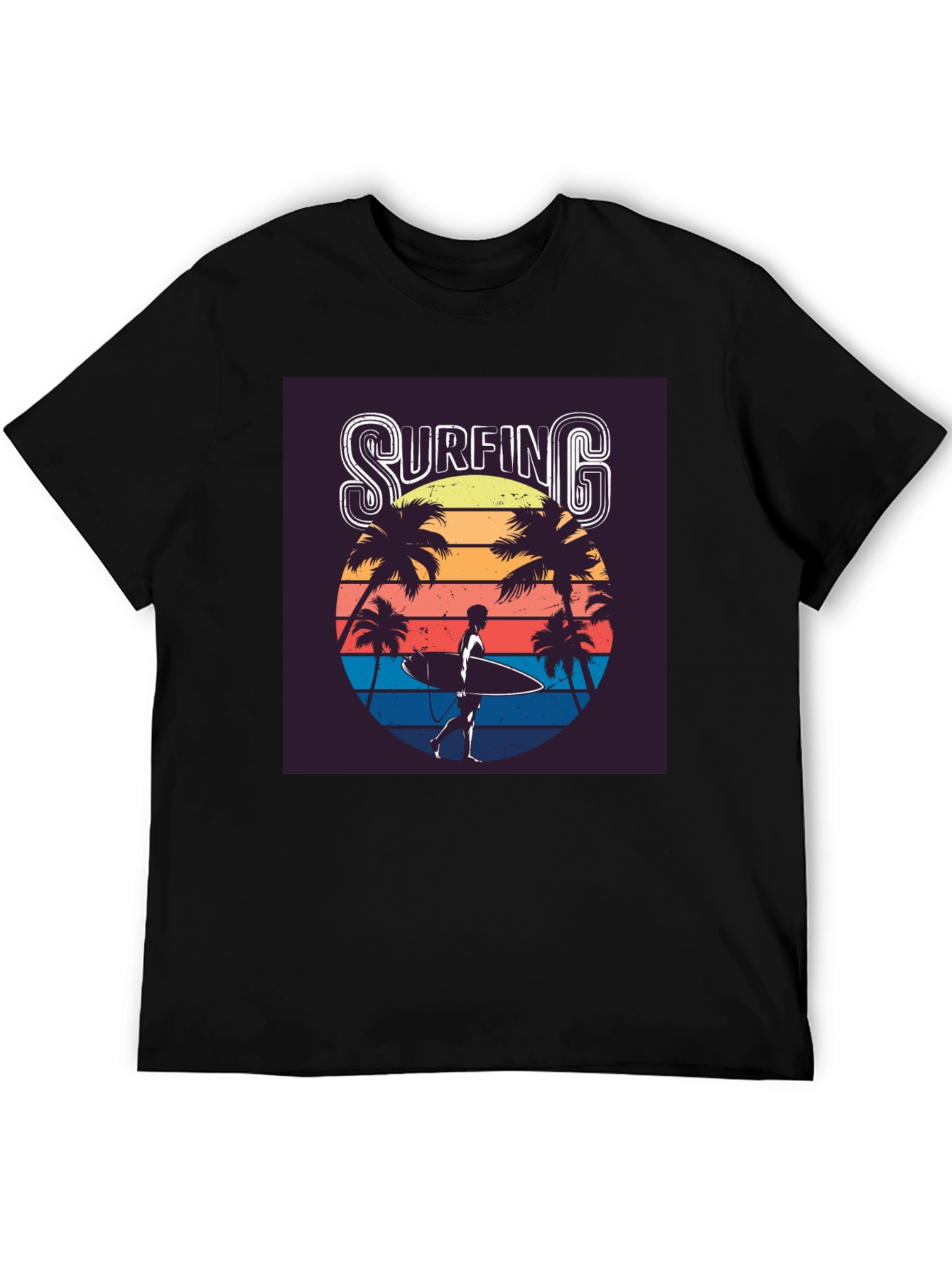 Retro Surfing Graphic Tee - Black