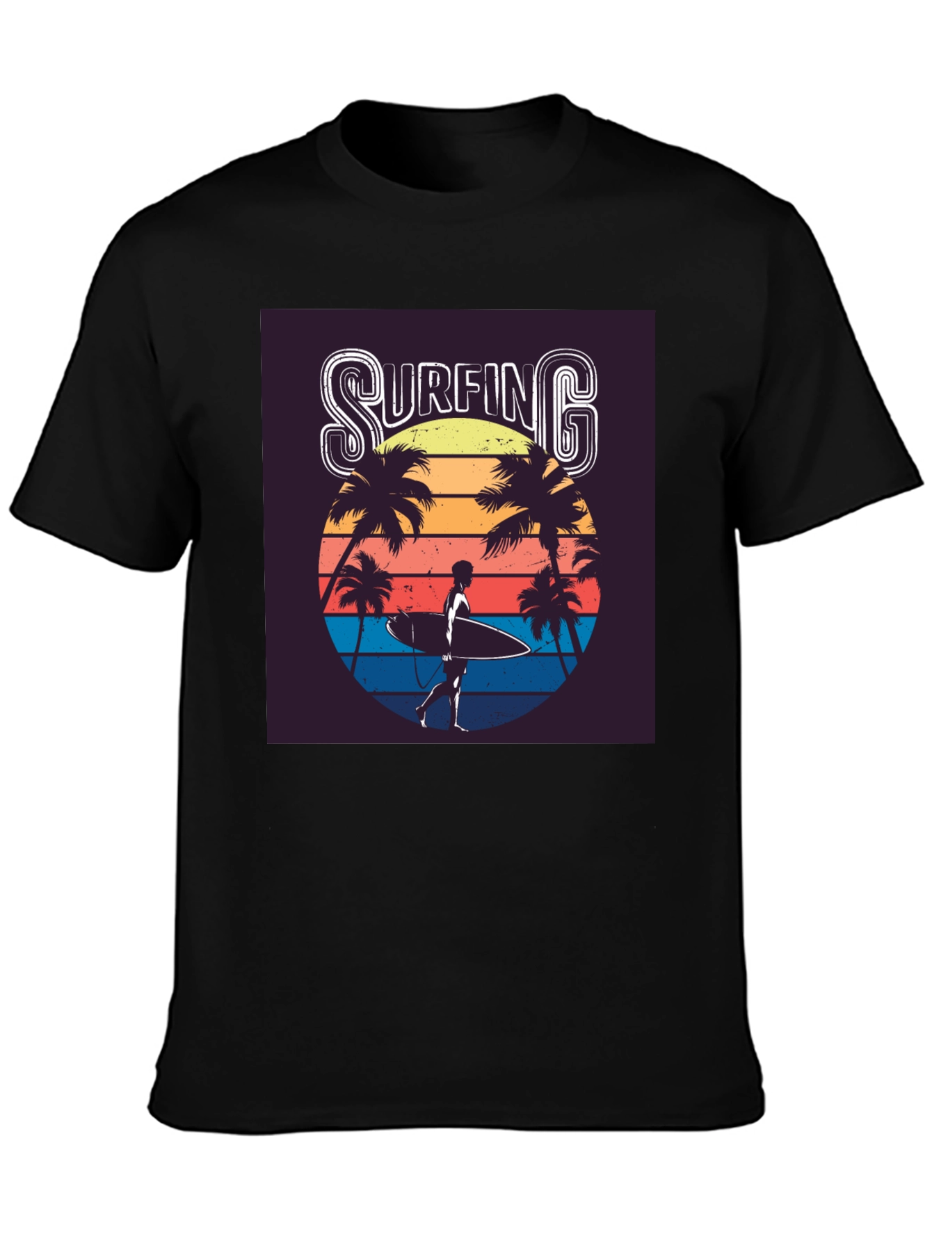 Retro Surfing Graphic Tee - Black