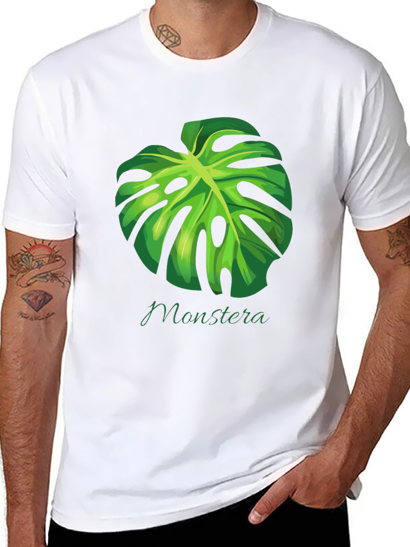 Monstera Leaf Graphic Black T-Shirt