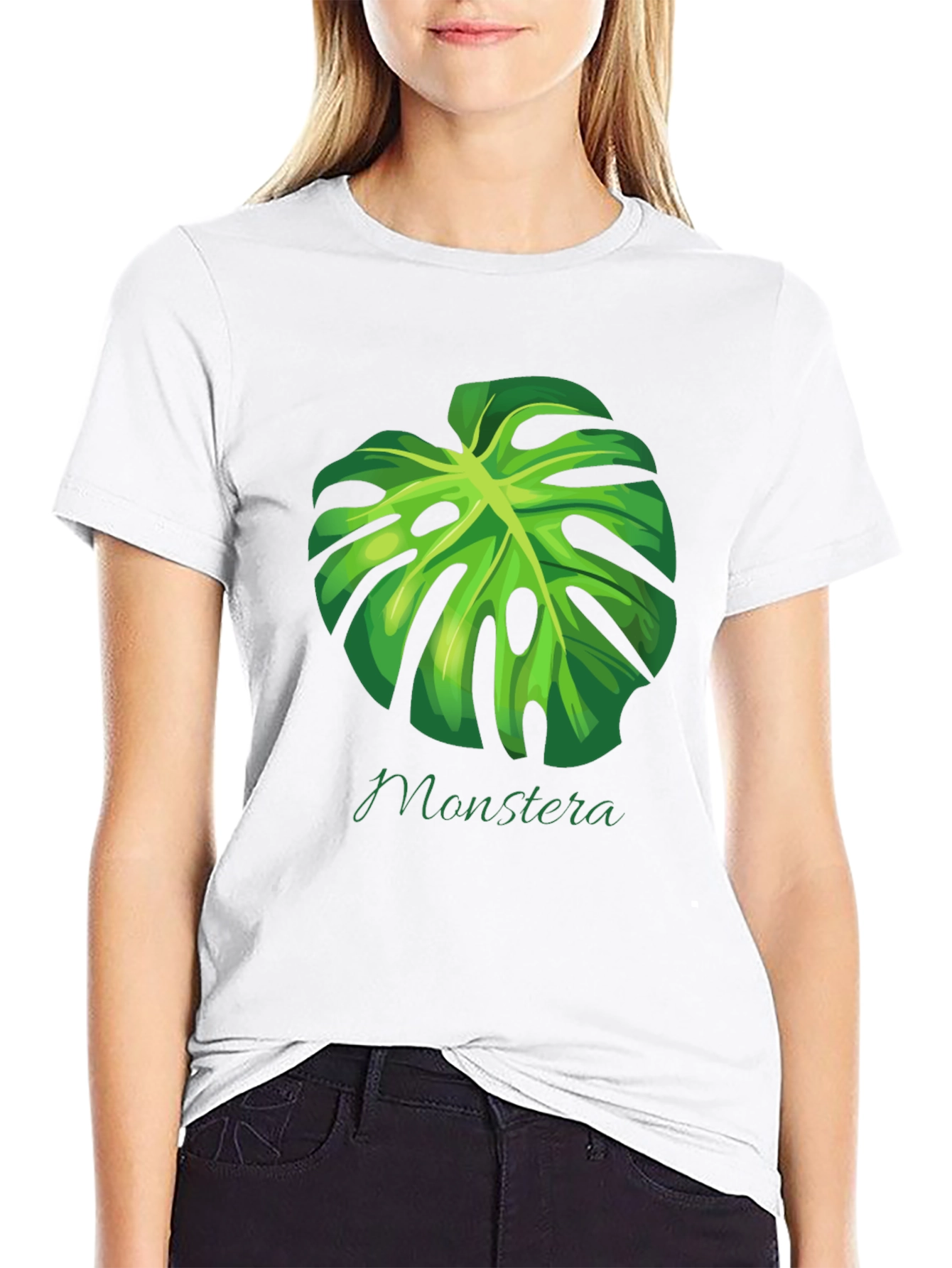 Monstera Leaf Graphic Black T-Shirt